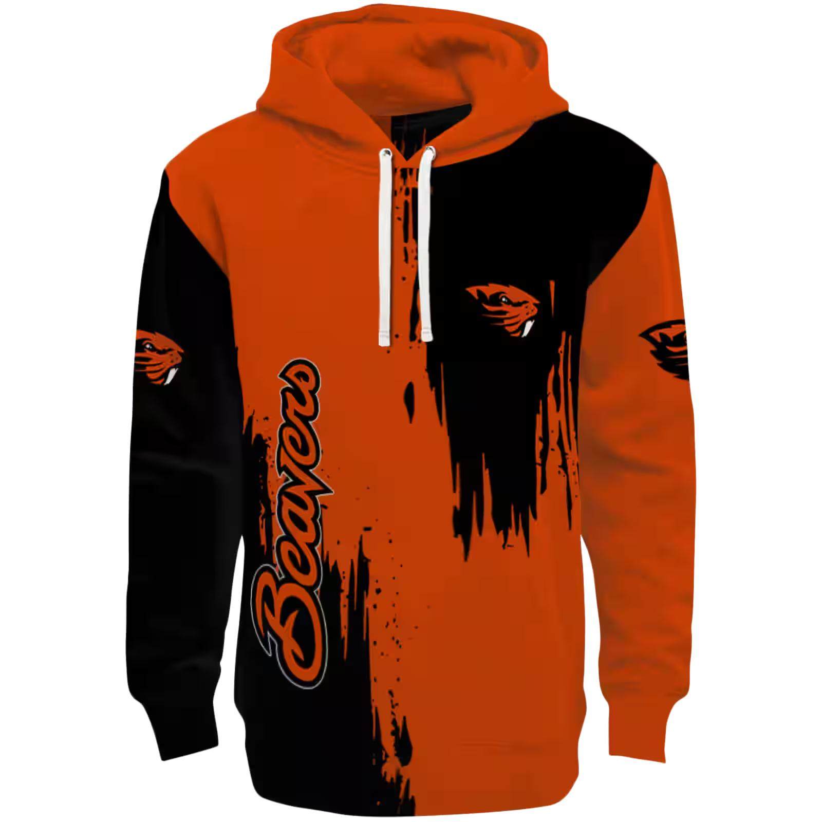 Oregon State Beavers Splatter Effect Orange Hoodie