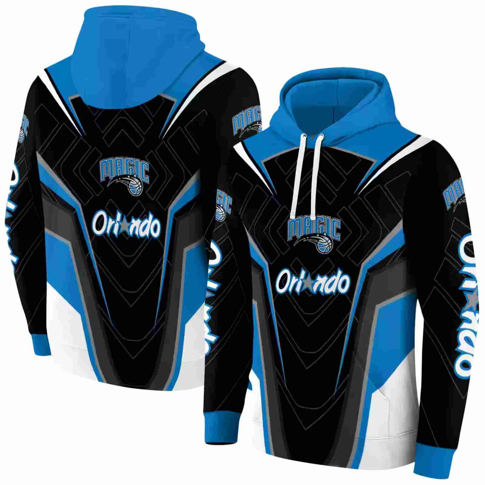 orlando magic futuristic pattern blue black hoodie fashion forward