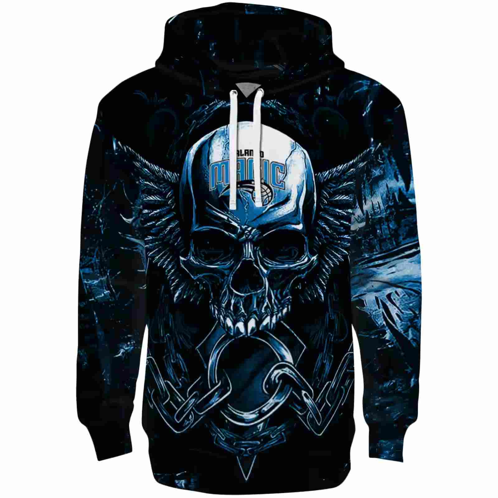 Orlando Magic Skull Artwork Blue Black Hoodie