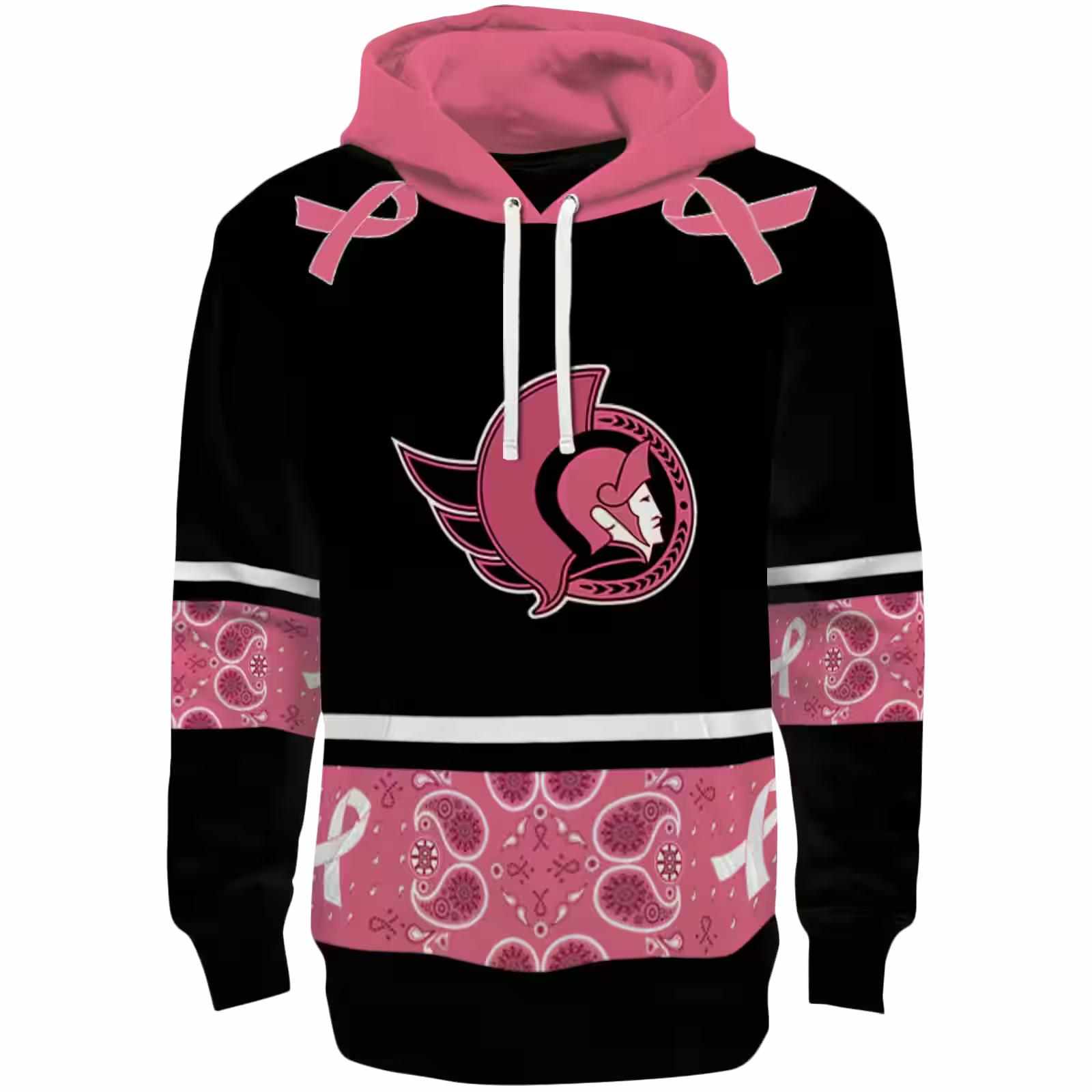 Ottawa Senators Awareness Ribbon Black Pink Hoodie