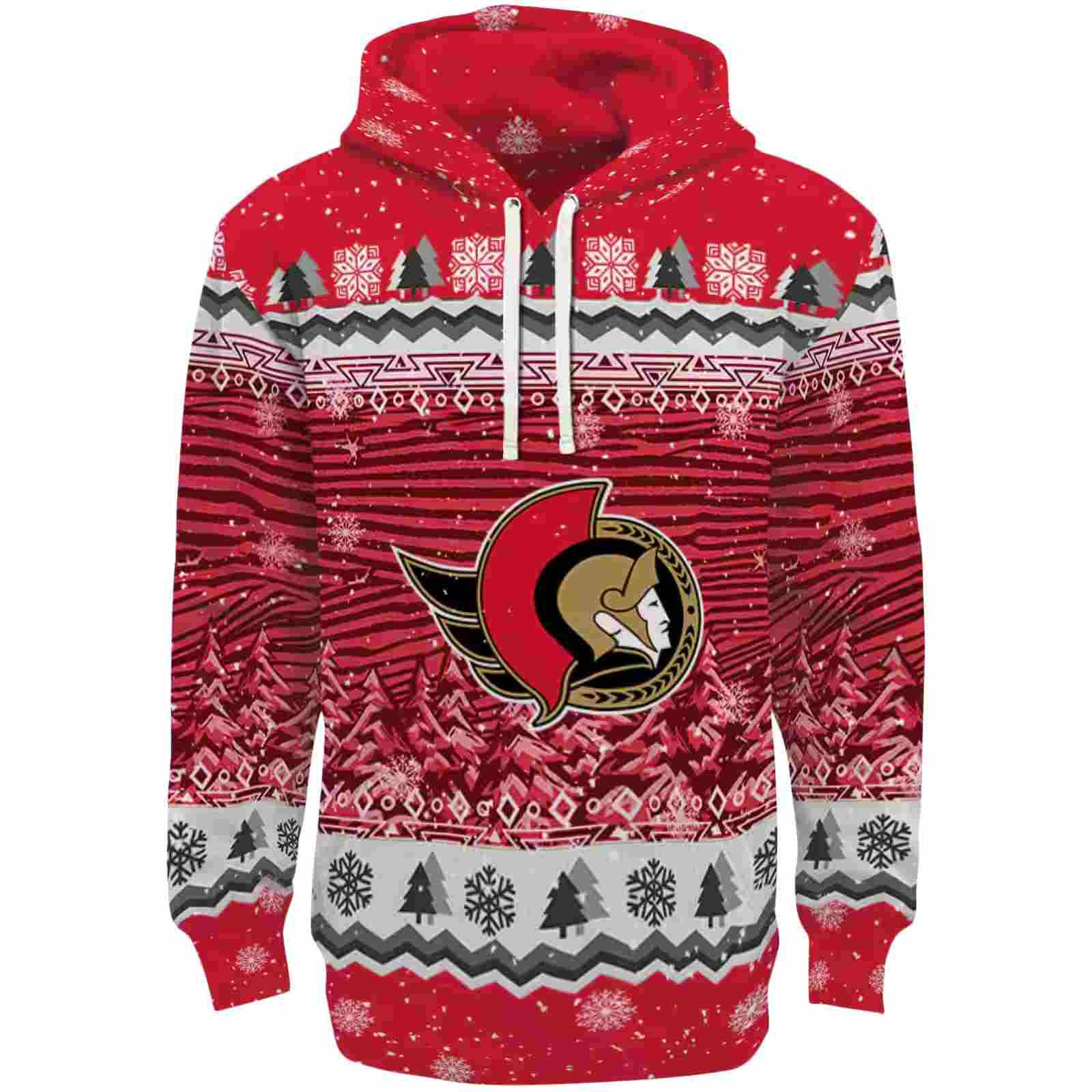 Ottawa Senators Christmas Trees Red Hoodie