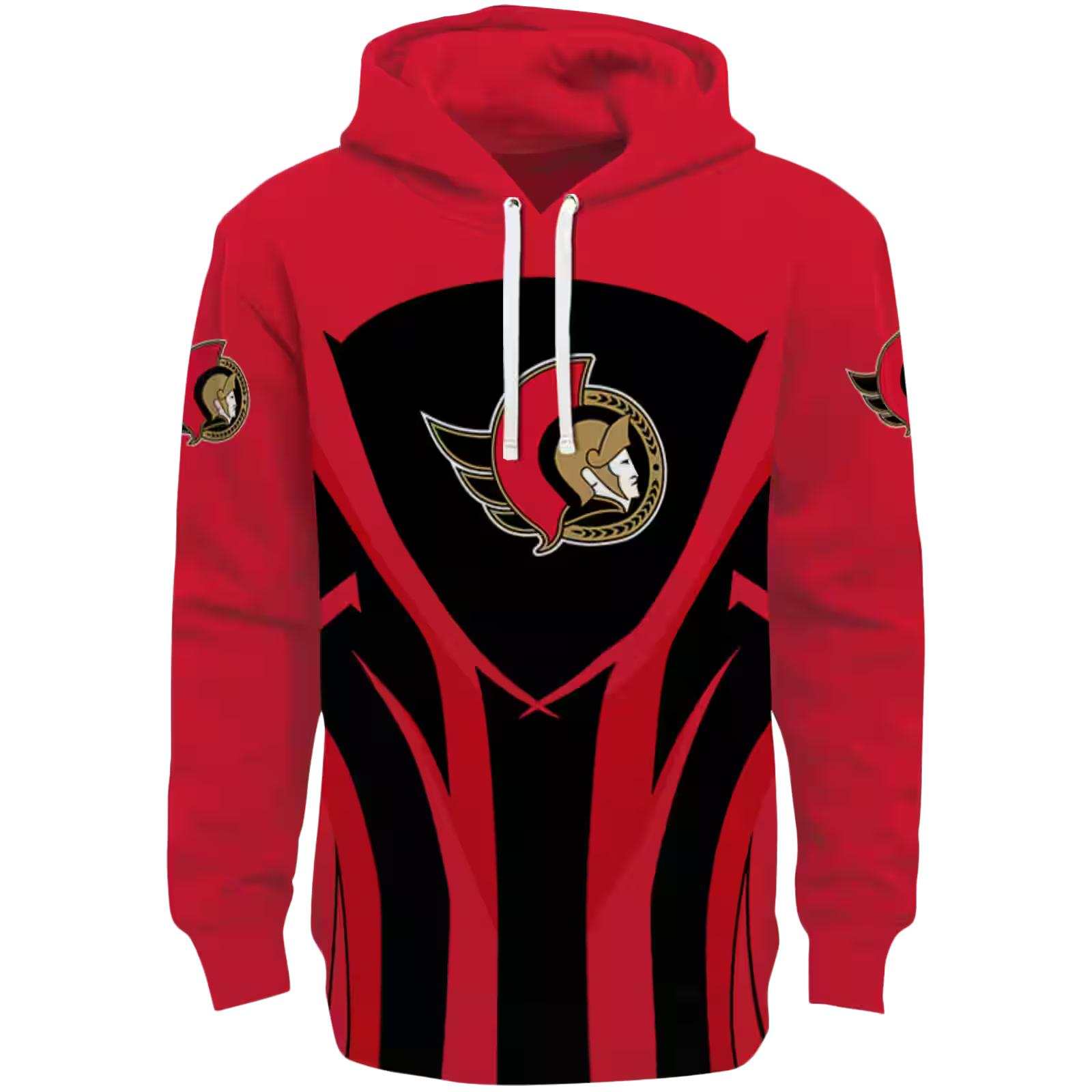 Ottawa Senators Concentric Lines Red Black Hoodie