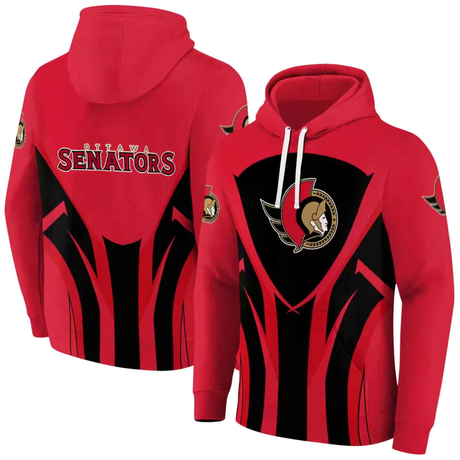 ottawa senators concentric lines red black hoodie fashion forward