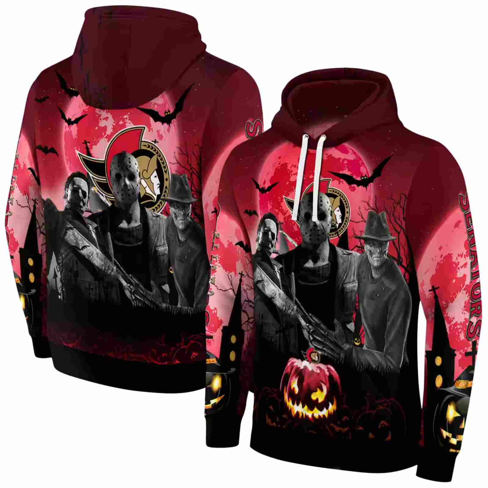 ottawa senators halloween vibes red black hoodie fashion forward