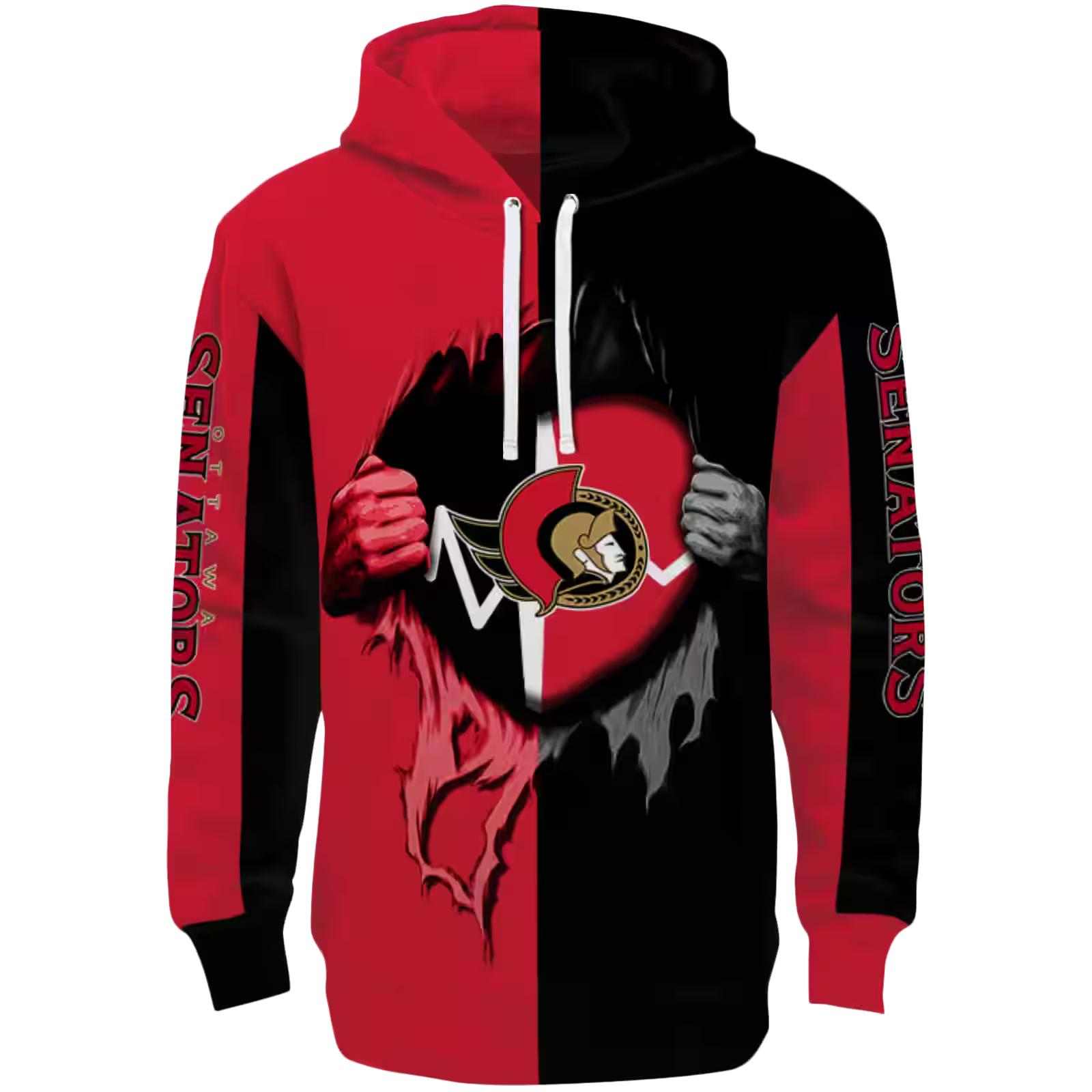 Ottawa Senators Heartbeat Graphic Red Hoodie