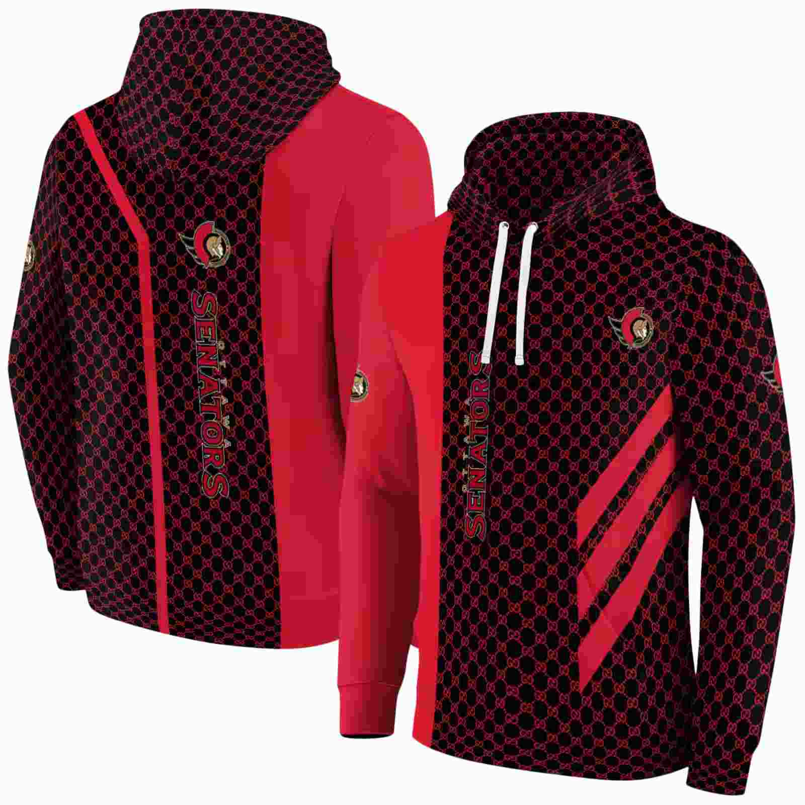 ottawa senators monogram pattern red hoodie fashion forward