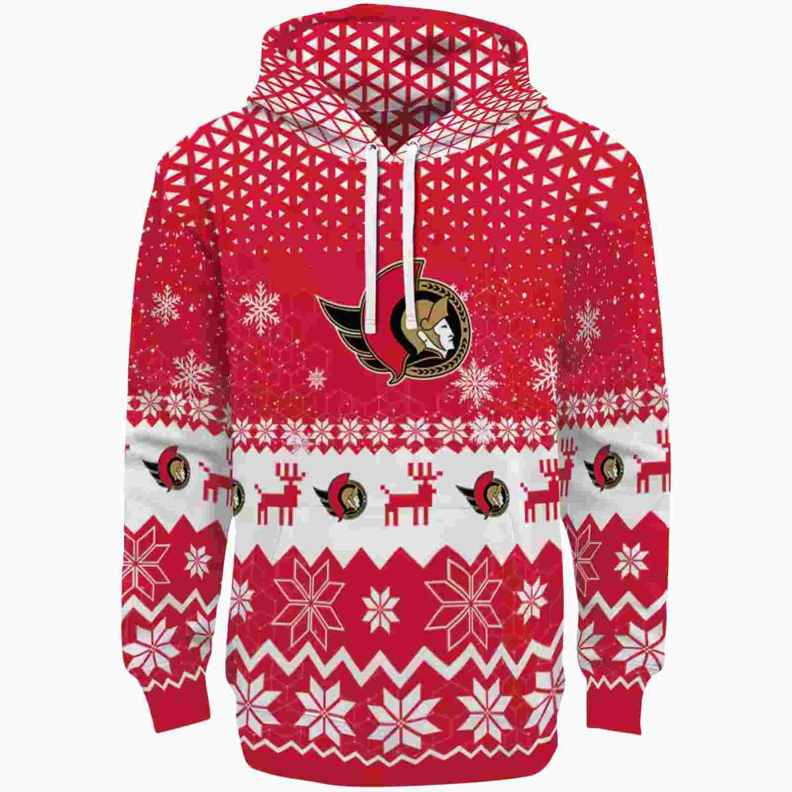 Ottawa Senators Reindeer Motif Red Hoodie