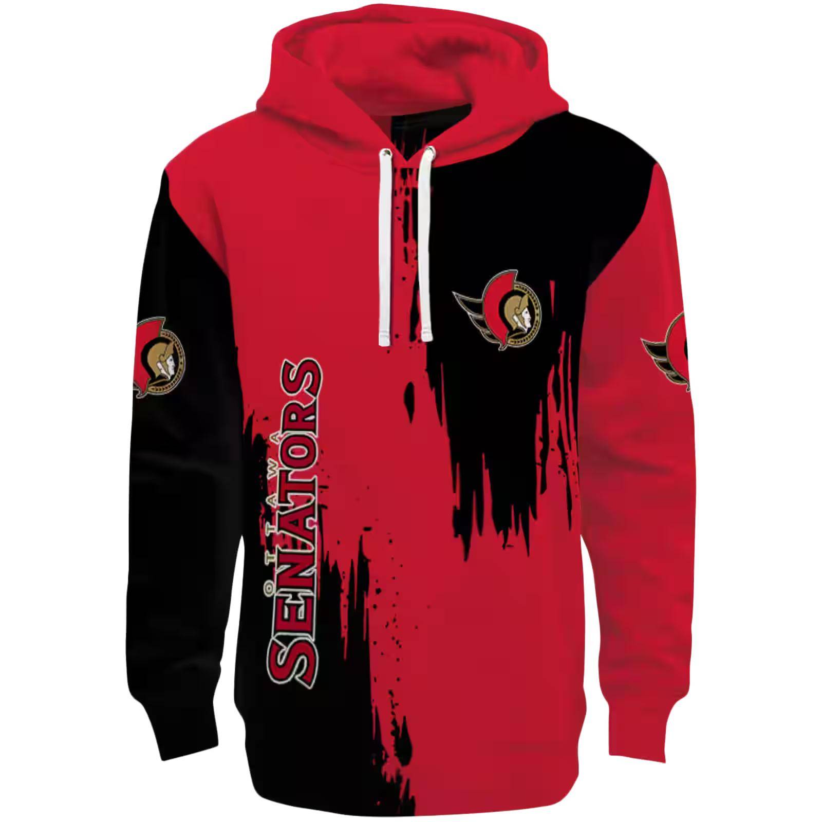 Ottawa Senators Splatter Effect Red Hoodie