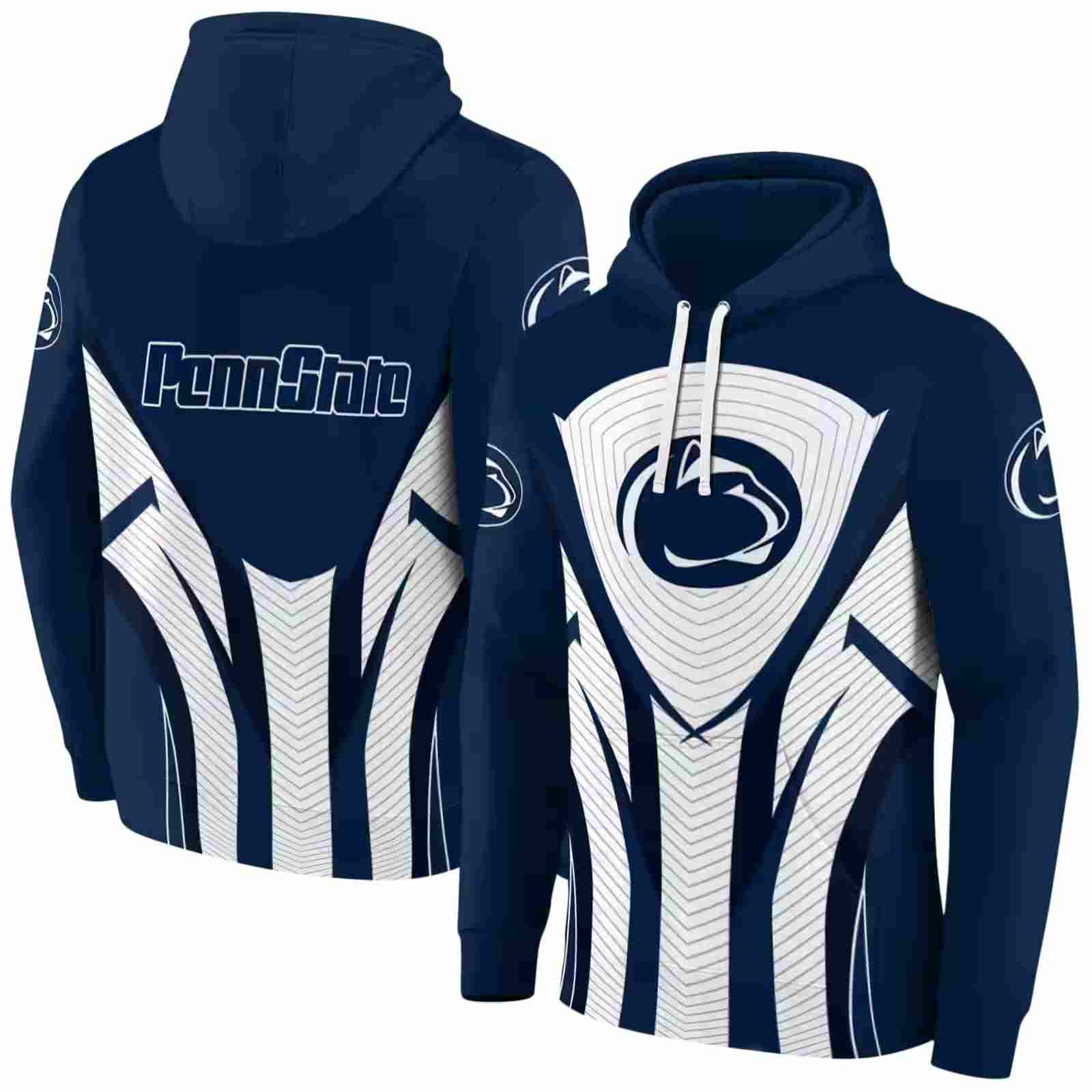 penn state nittany lions concentric lines blue black hoodie fashion forward