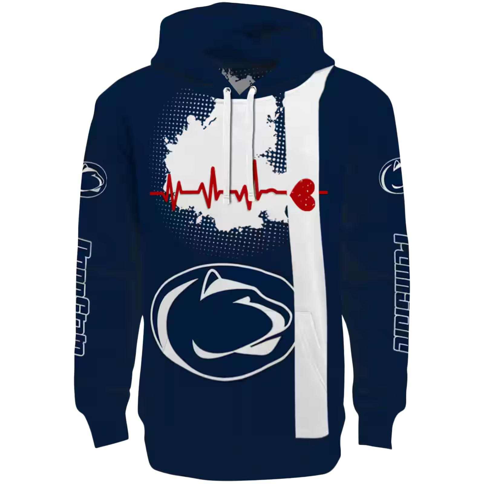 Penn State Nittany Lions Football Heartbeat Blue Hoodie