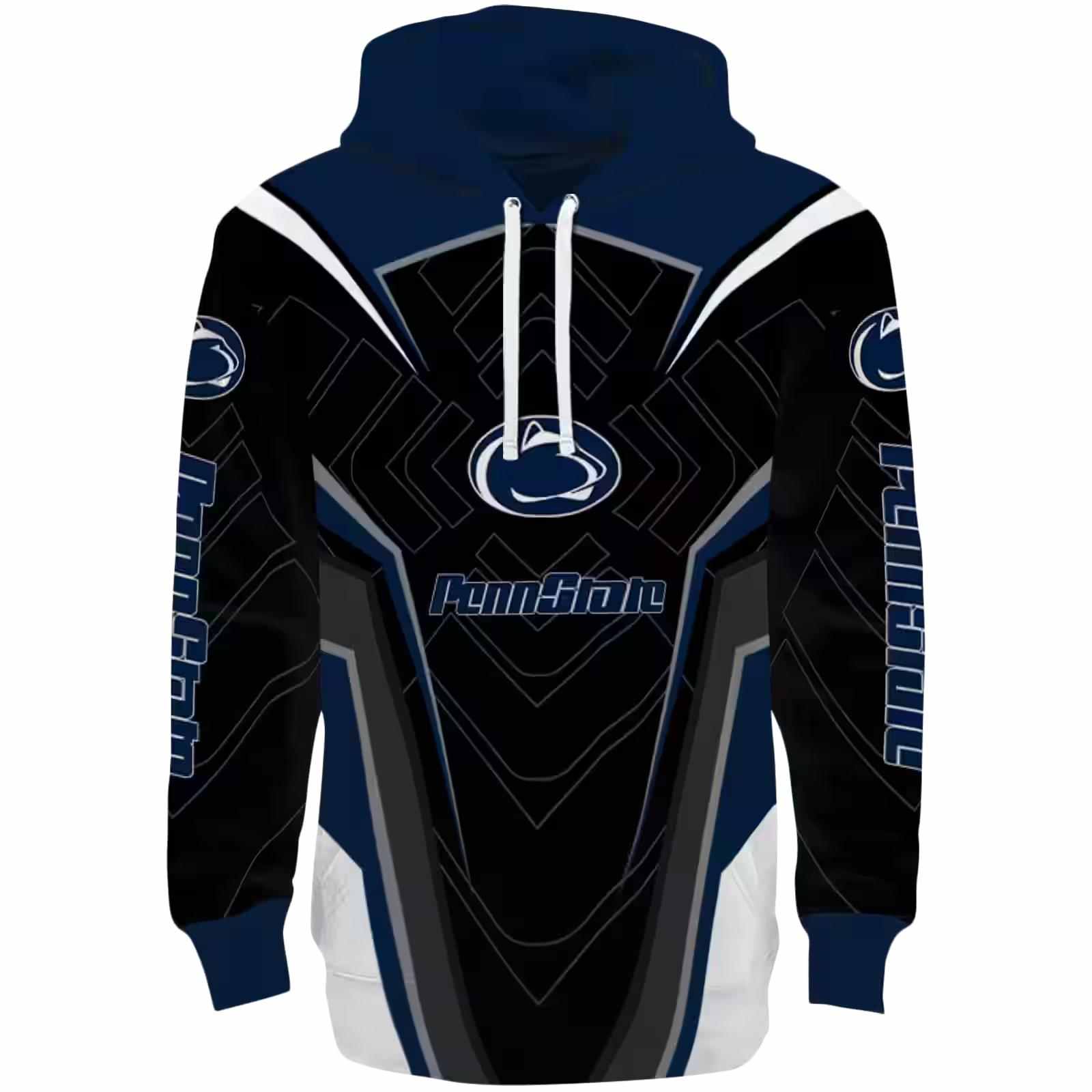 Penn State Nittany Lions Futuristic Pattern Blue Black Hoodie