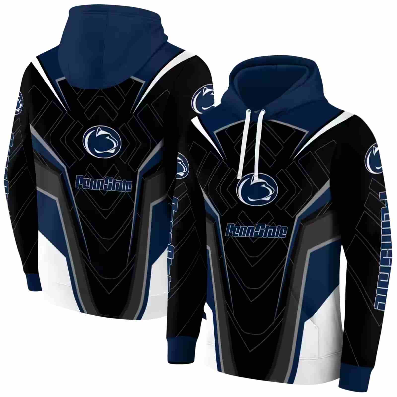 penn state nittany lions futuristic pattern blue black hoodie fashion forward