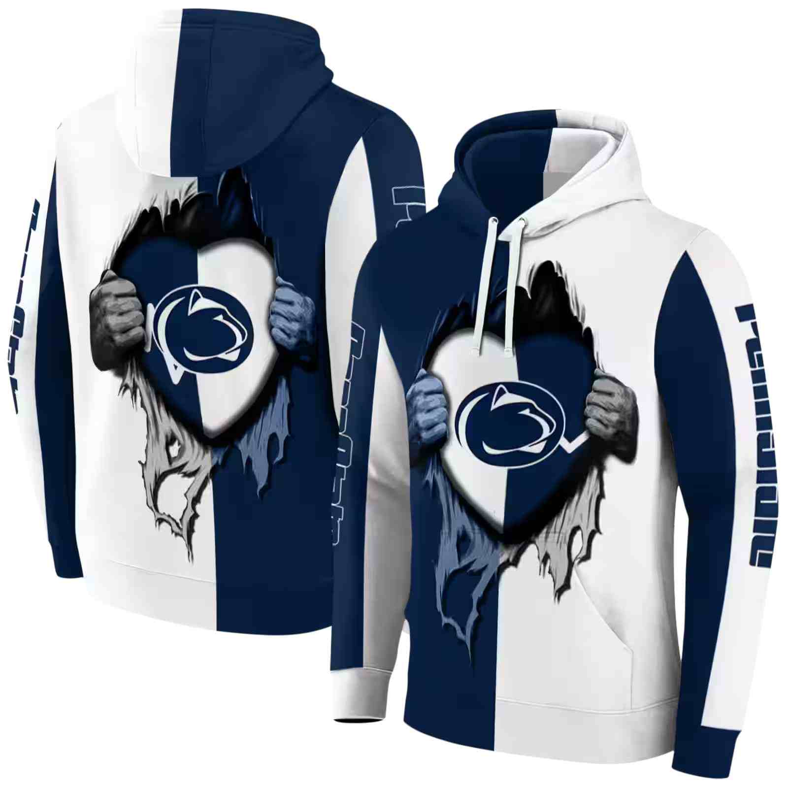 penn state nittany lions heartbeat graphic blue hoodie fashion forward