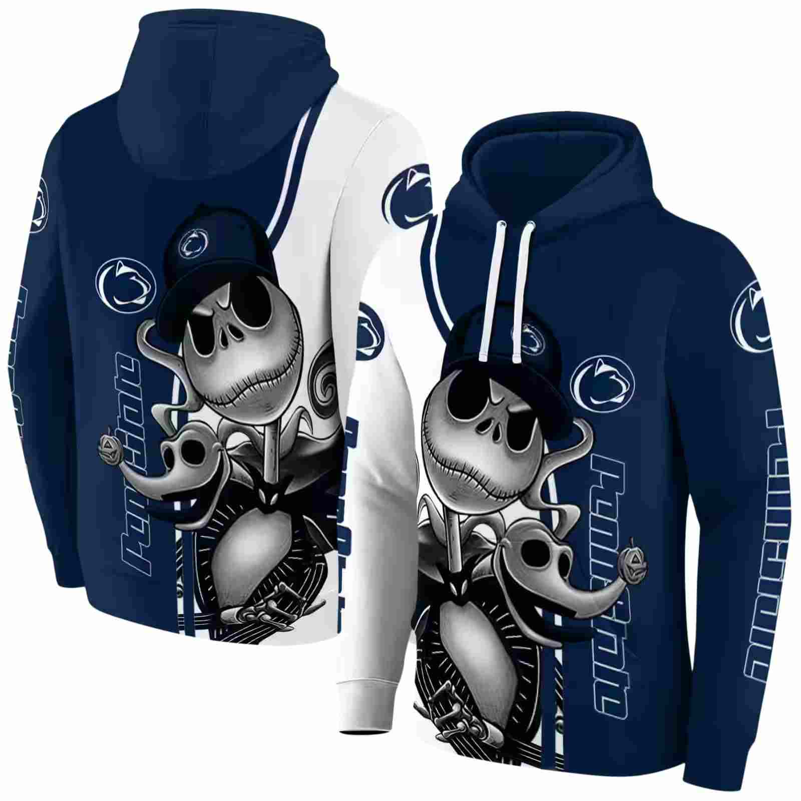penn state nittany lions jack skellington blue hoodie fashion forward