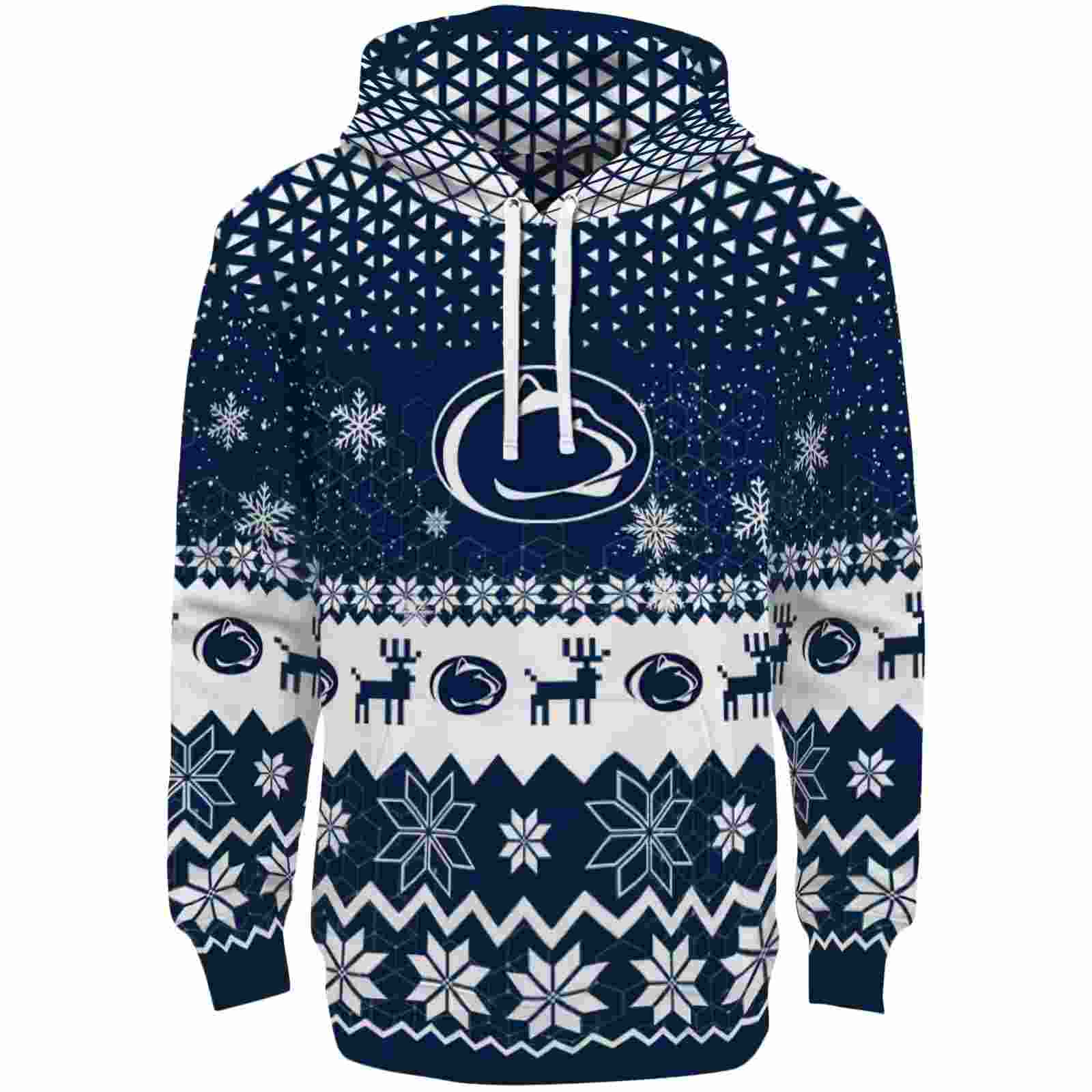 Penn State Nittany Lions Reindeer Motif Blue Hoodie