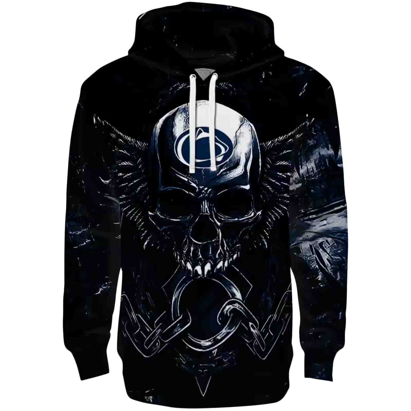 Penn State Nittany Lions Skull Artwork Blue Black Hoodie