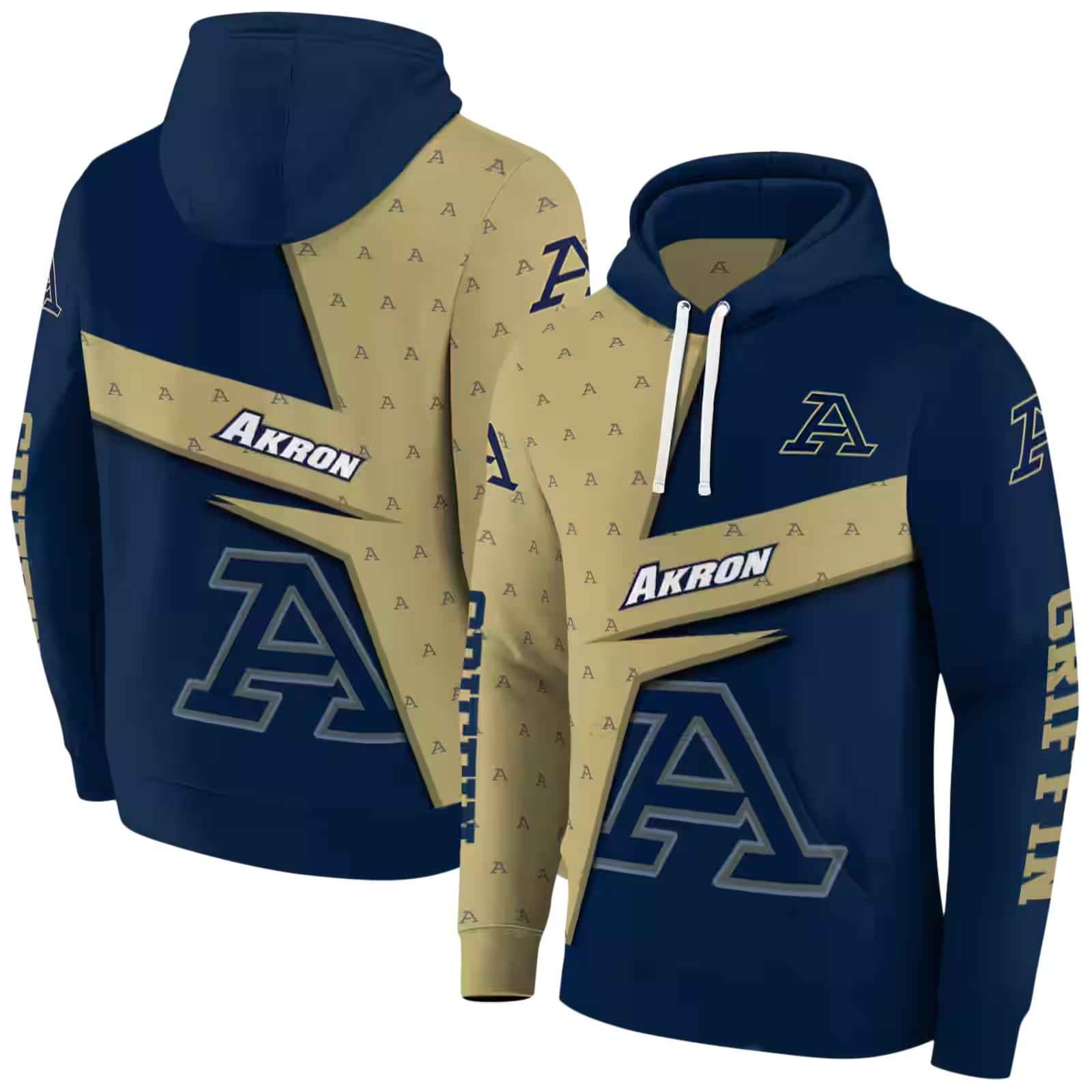 personalized akron zips abstract shape blue hoodie fashion forward