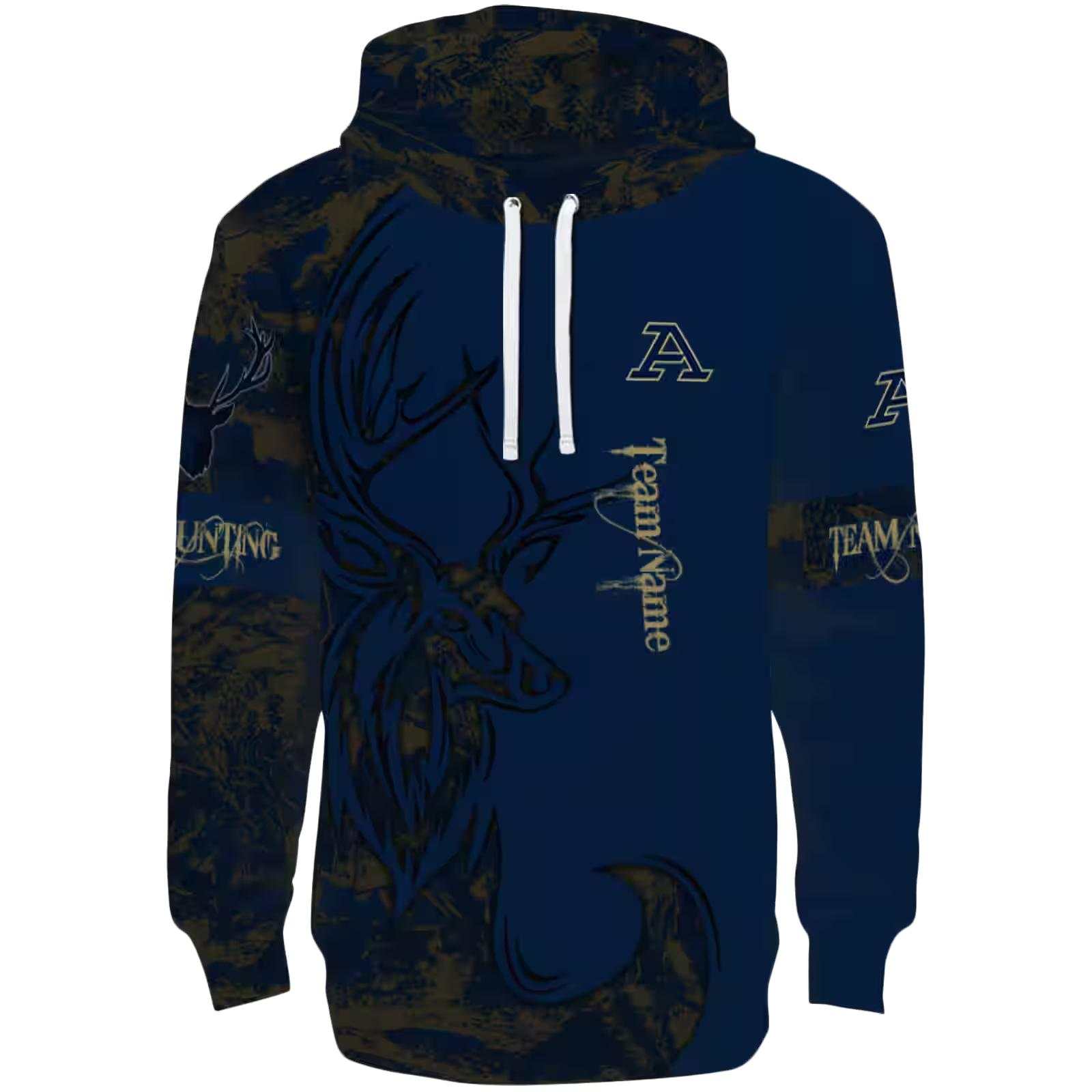 Personalized Akron Zips Deer Silhouette Blue Hoodie