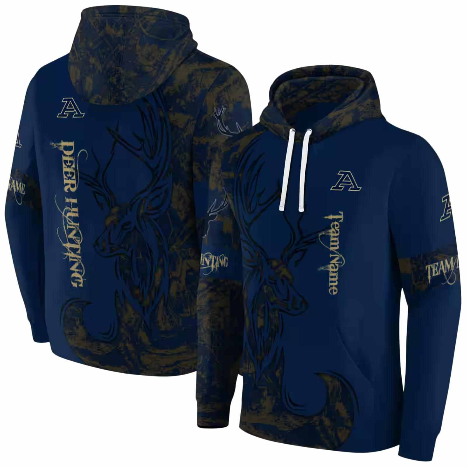 personalized akron zips deer silhouette blue hoodie fashion forward