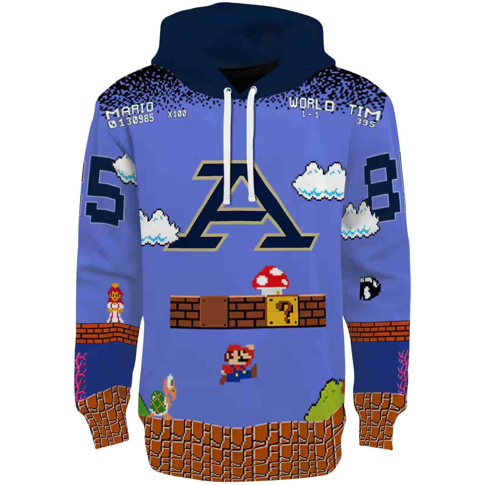 Personalized Akron Zips Mario Blue Black Hoodie