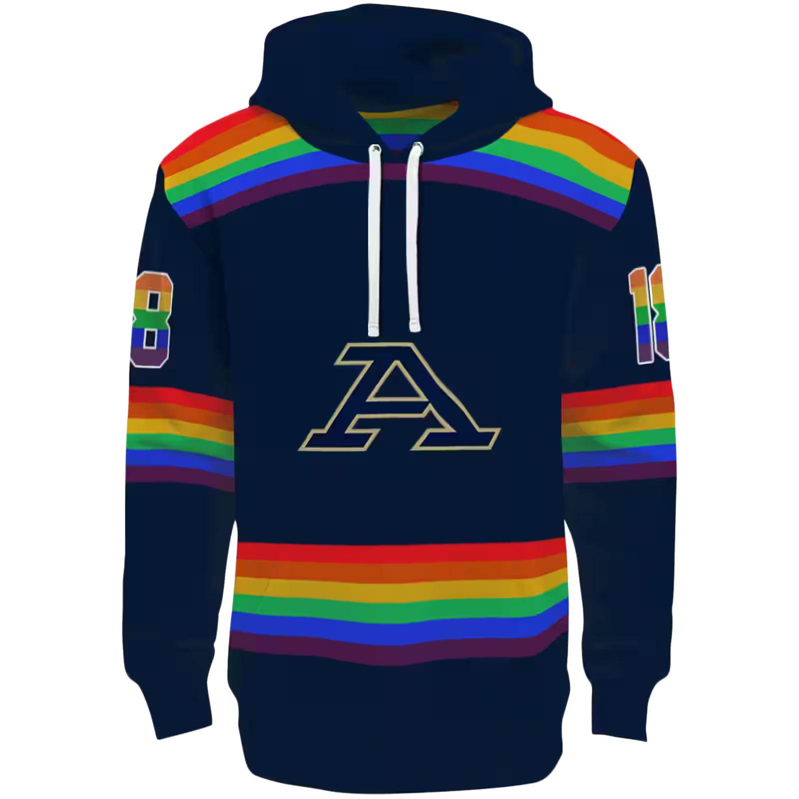 Personalized Akron Zips Rainbow Stripes Blue Hoodie