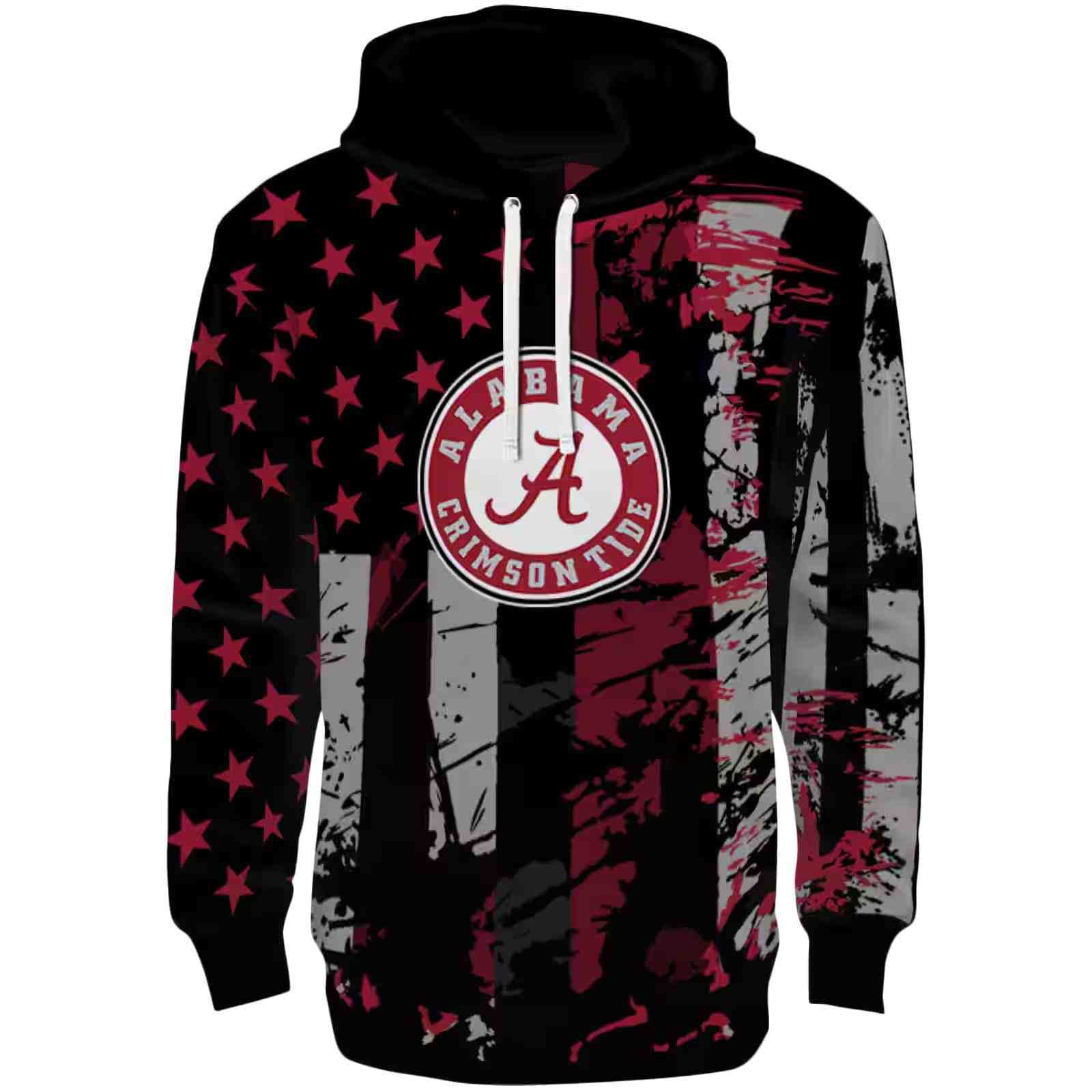 Personalized Alabama Crimson Tide Distressed Flag Crimson Black Hoodie