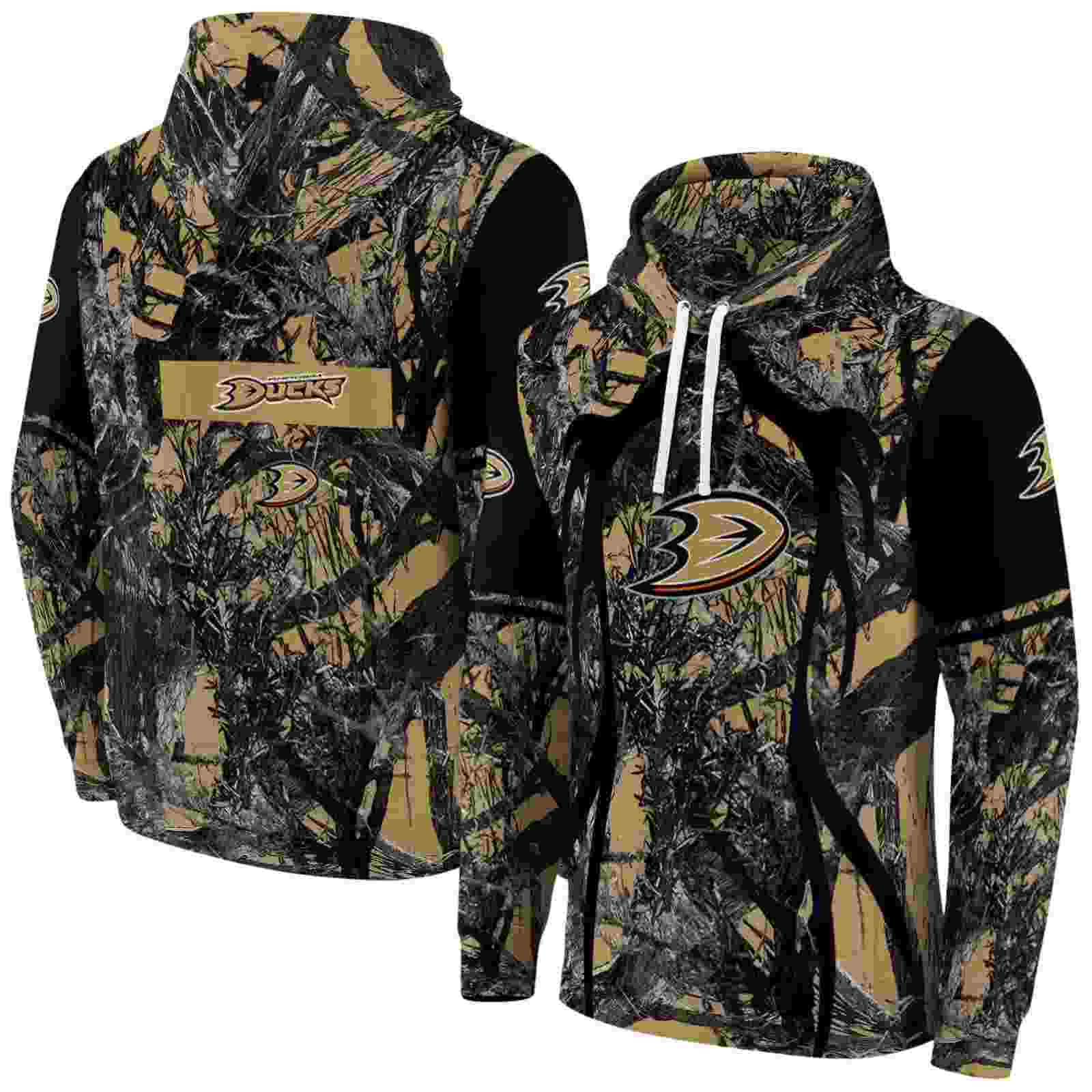 personalized anaheim ducks hunting theme gold black hoodie fashion forward