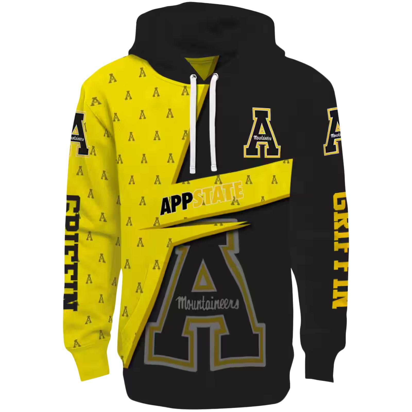 Personalized Appalachian State Mountaineers Abstract Shape Black Hoodie