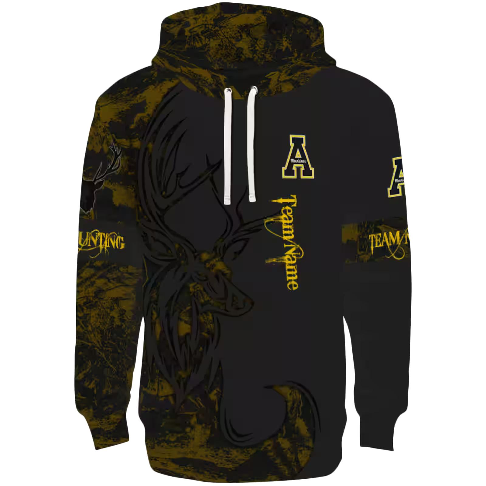 Personalized Appalachian State Mountaineers Deer Silhouette Black Hoodie
