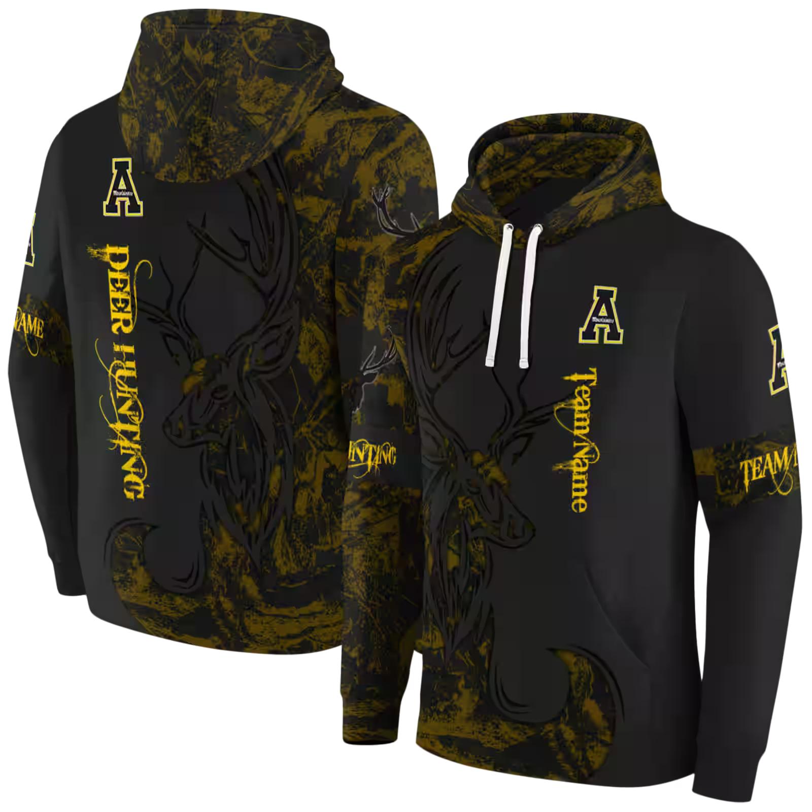 personalized appalachian state mountaineers deer silhouette black hoodie fashion forward
