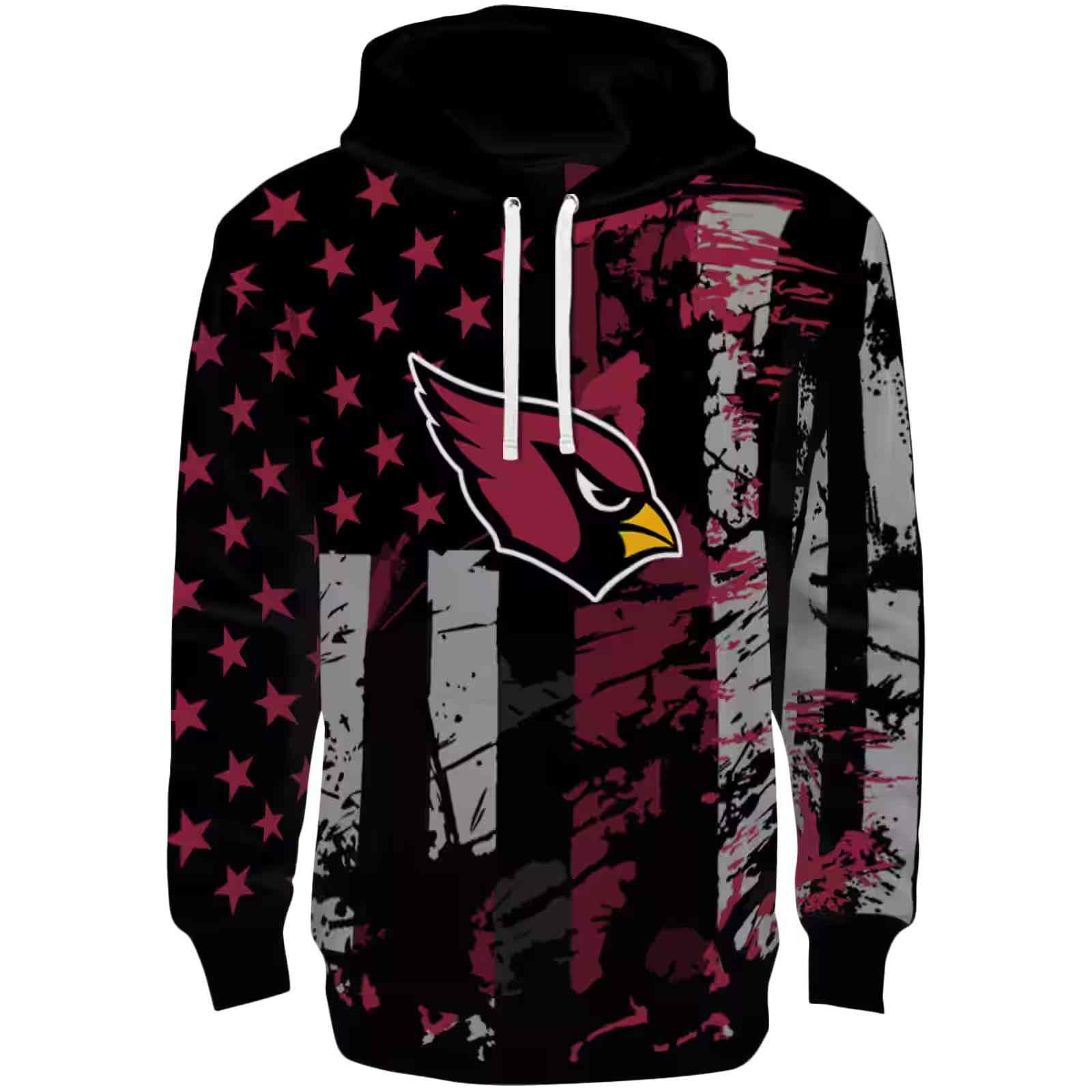 Personalized Arizona Cardinals Distressed Flag Red Black Hoodie