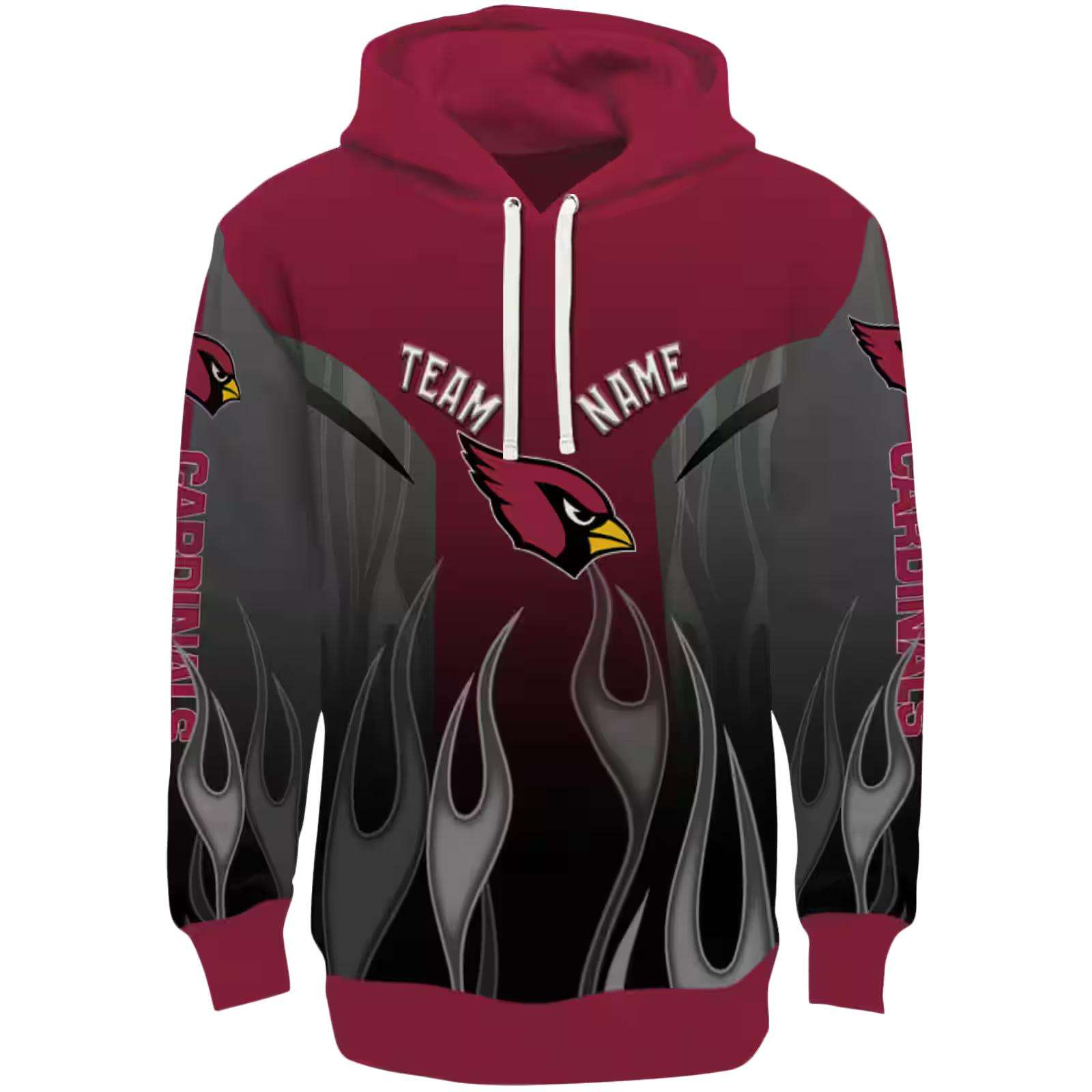 Personalized Arizona Cardinals Flame Design Red Hoodie