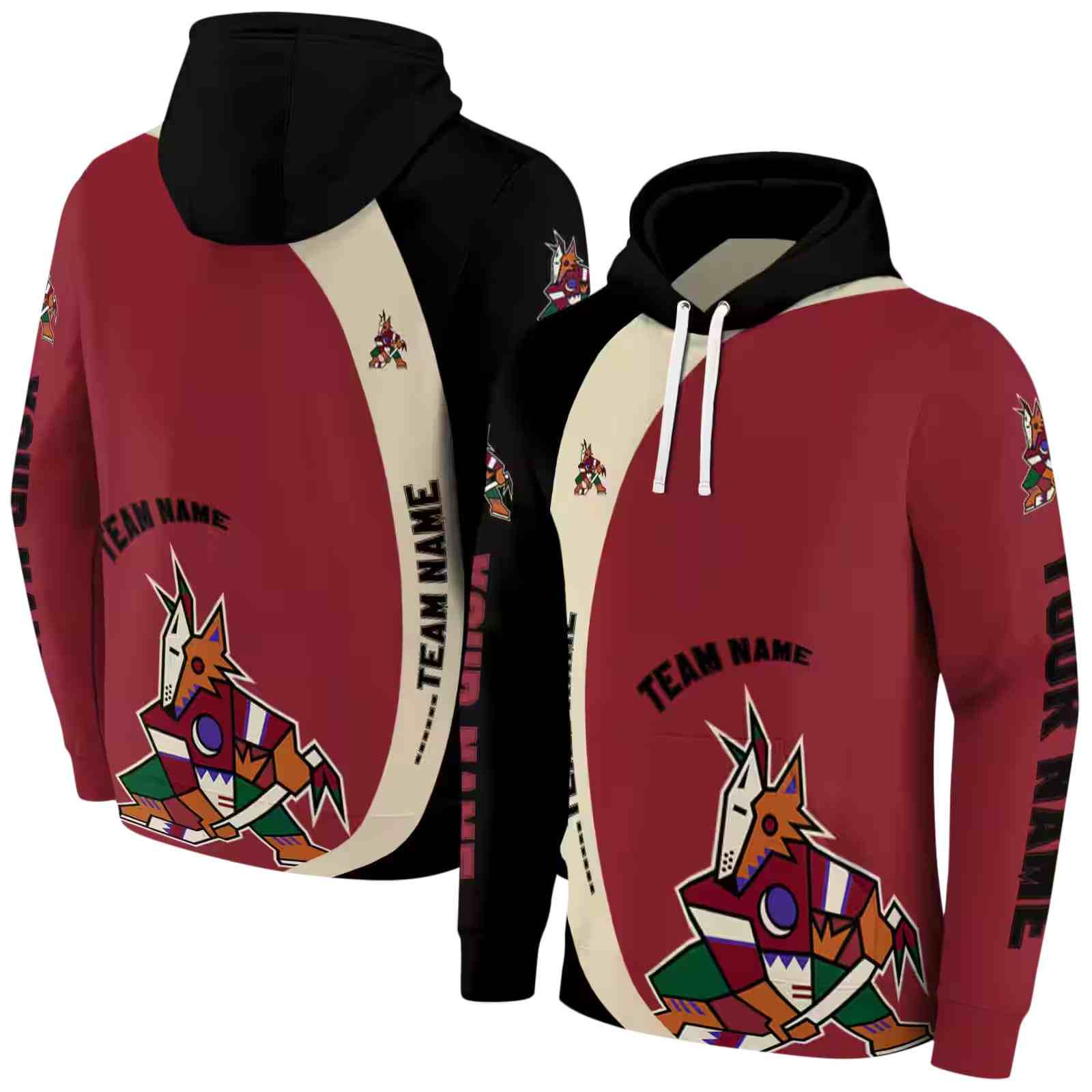 personalized arizona coyotes minimalist design red black hoodie fashion forward