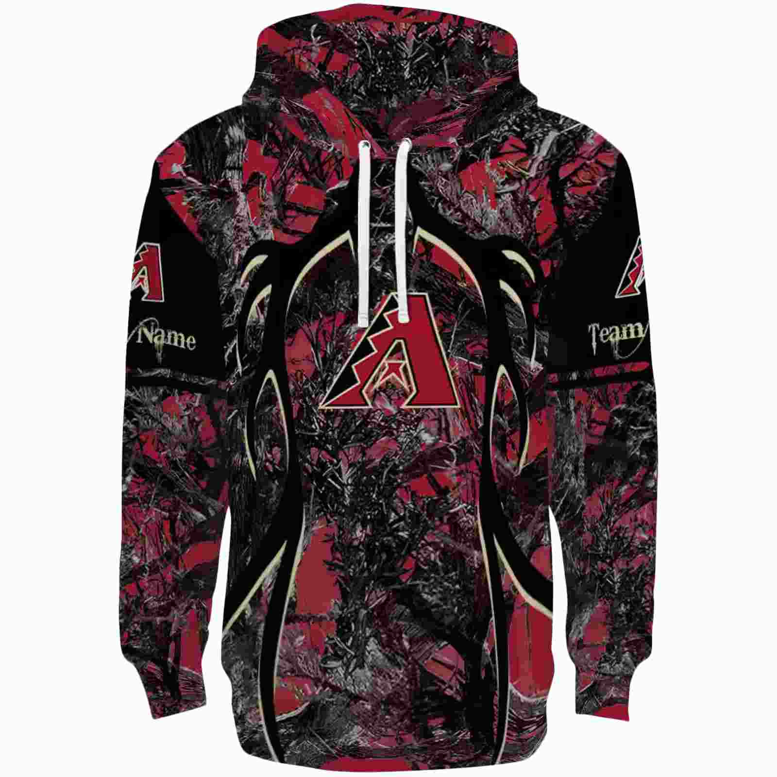 Personalized Arizona Diamondbacks Hunting Theme Red Black Hoodie