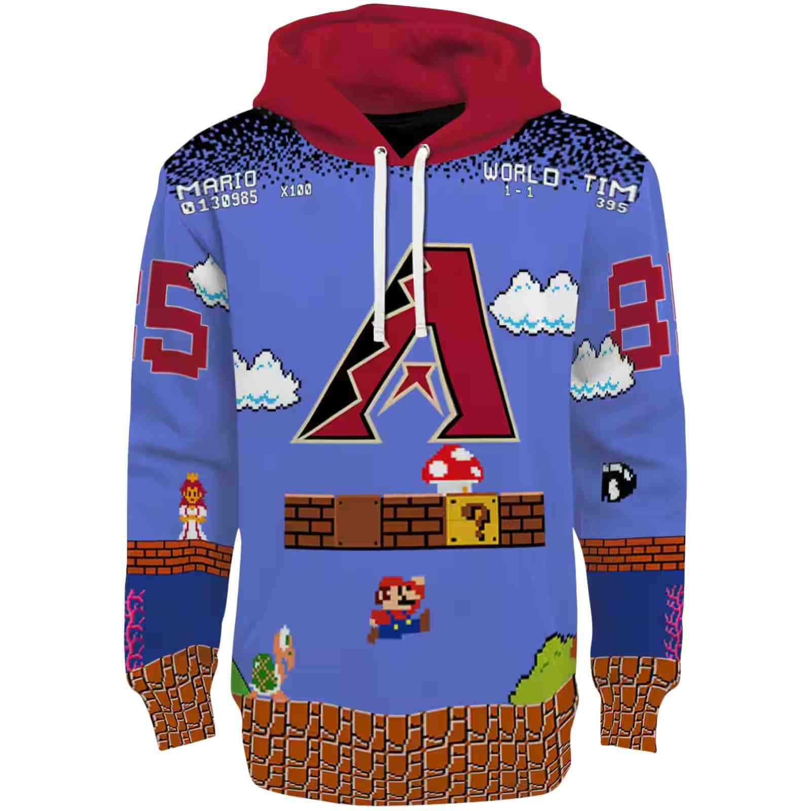 Personalized Arizona Diamondbacks Mario Blue Black Hoodie