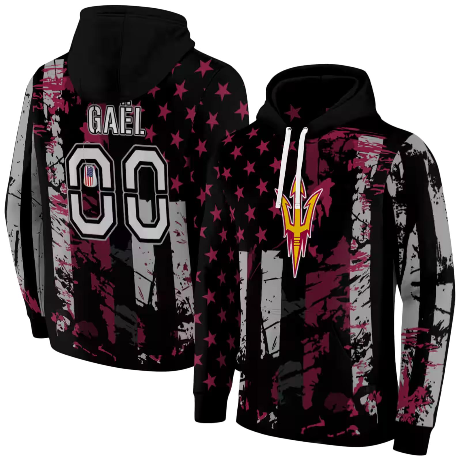 personalized arizona state sun devils distressed flag maroon black hoodie fashion forward