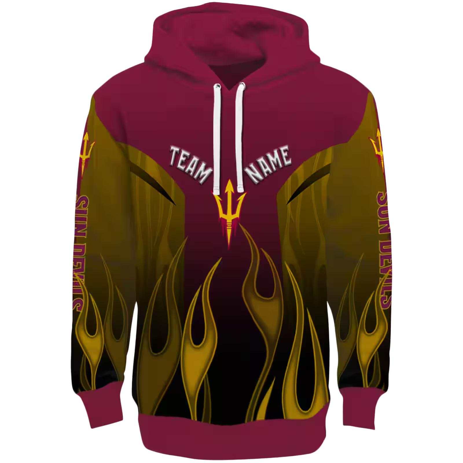 Personalized Arizona State Sun Devils Flame Design Maroon Hoodie