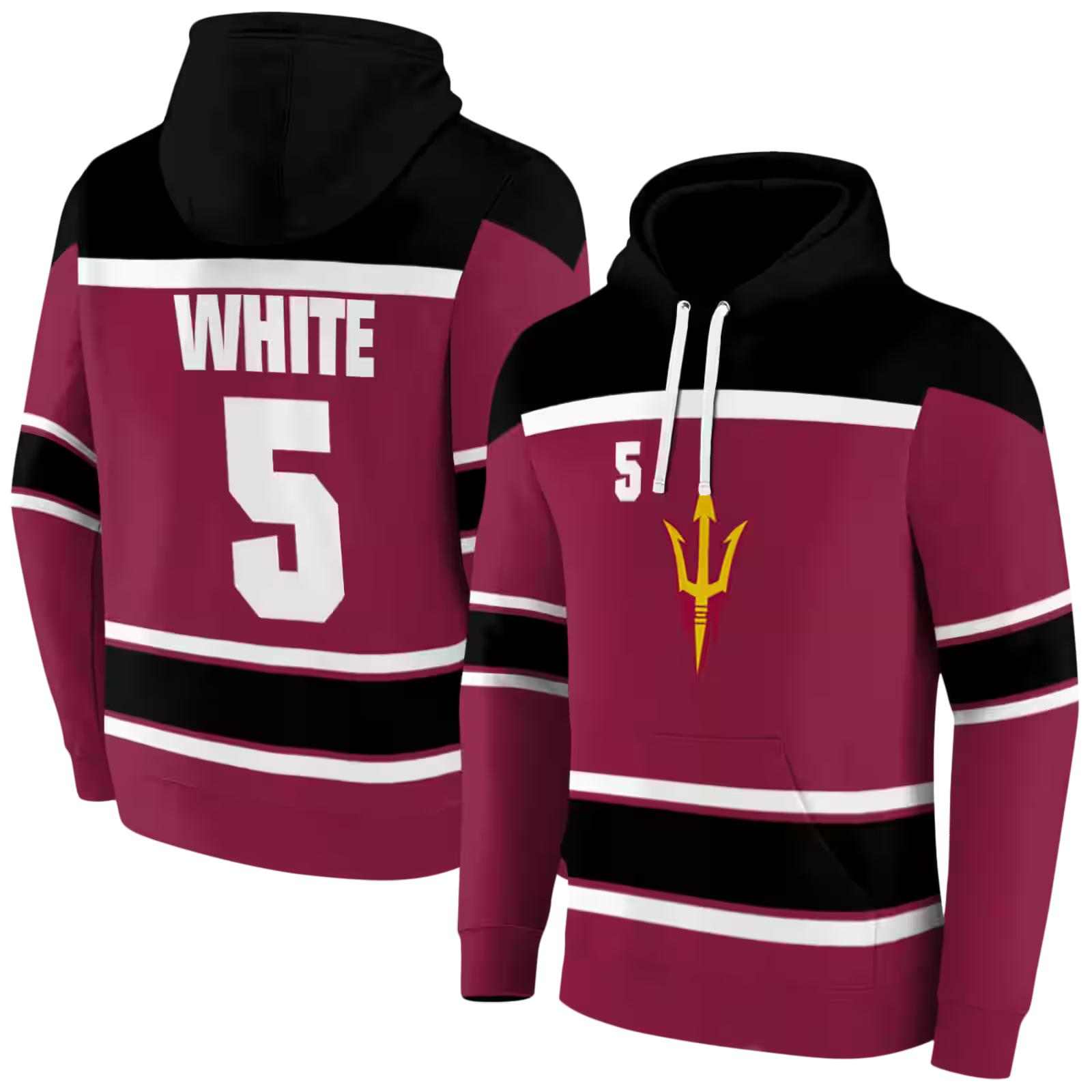 personalized arizona state sun devils striped pattern maroon hoodie fashion forward