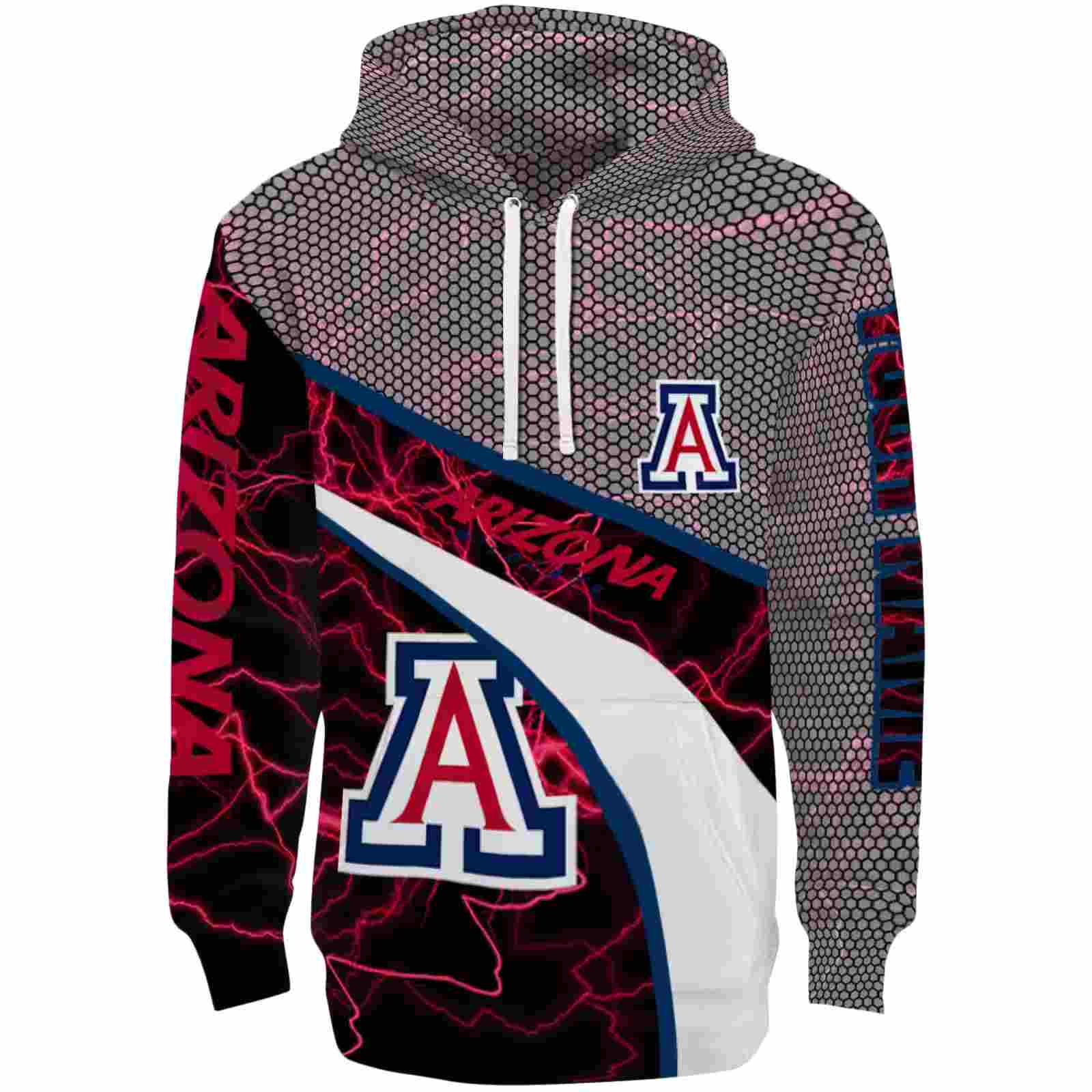 Personalized Arizona Wildcats Hexagonal Mesh Red Black Gray Hoodie