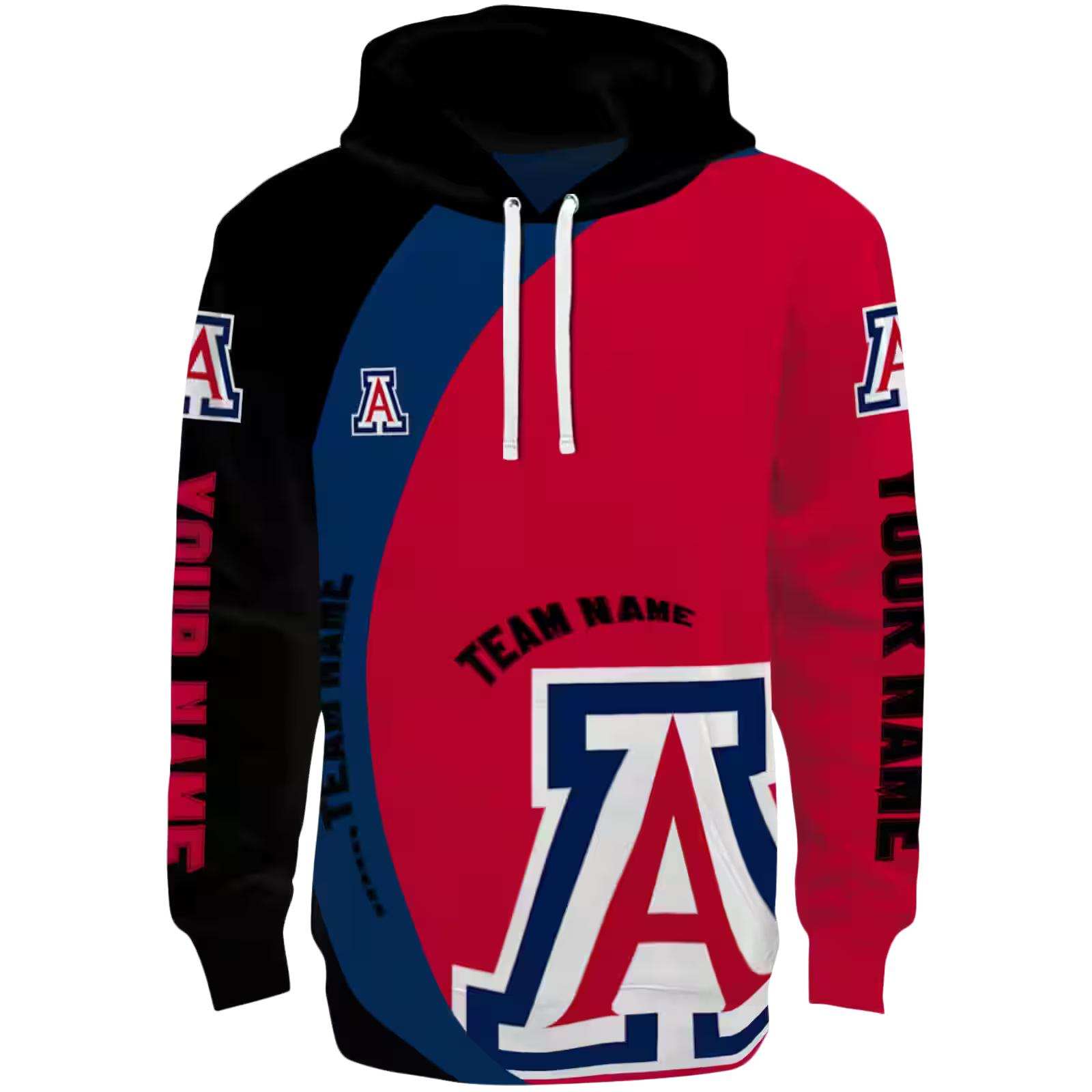 Personalized Arizona Wildcats Minimalist Design Red Black Hoodie