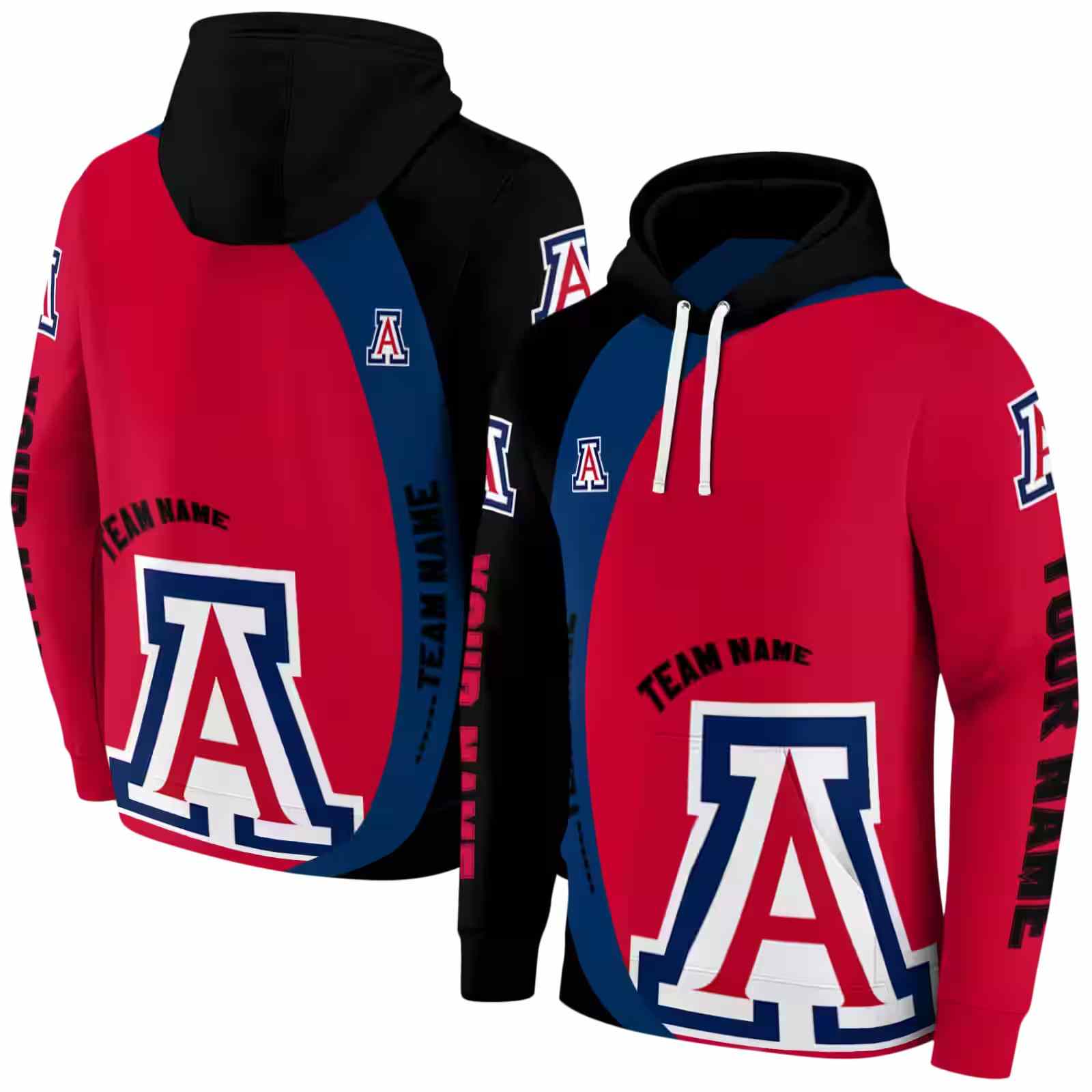 personalized arizona wildcats minimalist design red black hoodie fashion forward