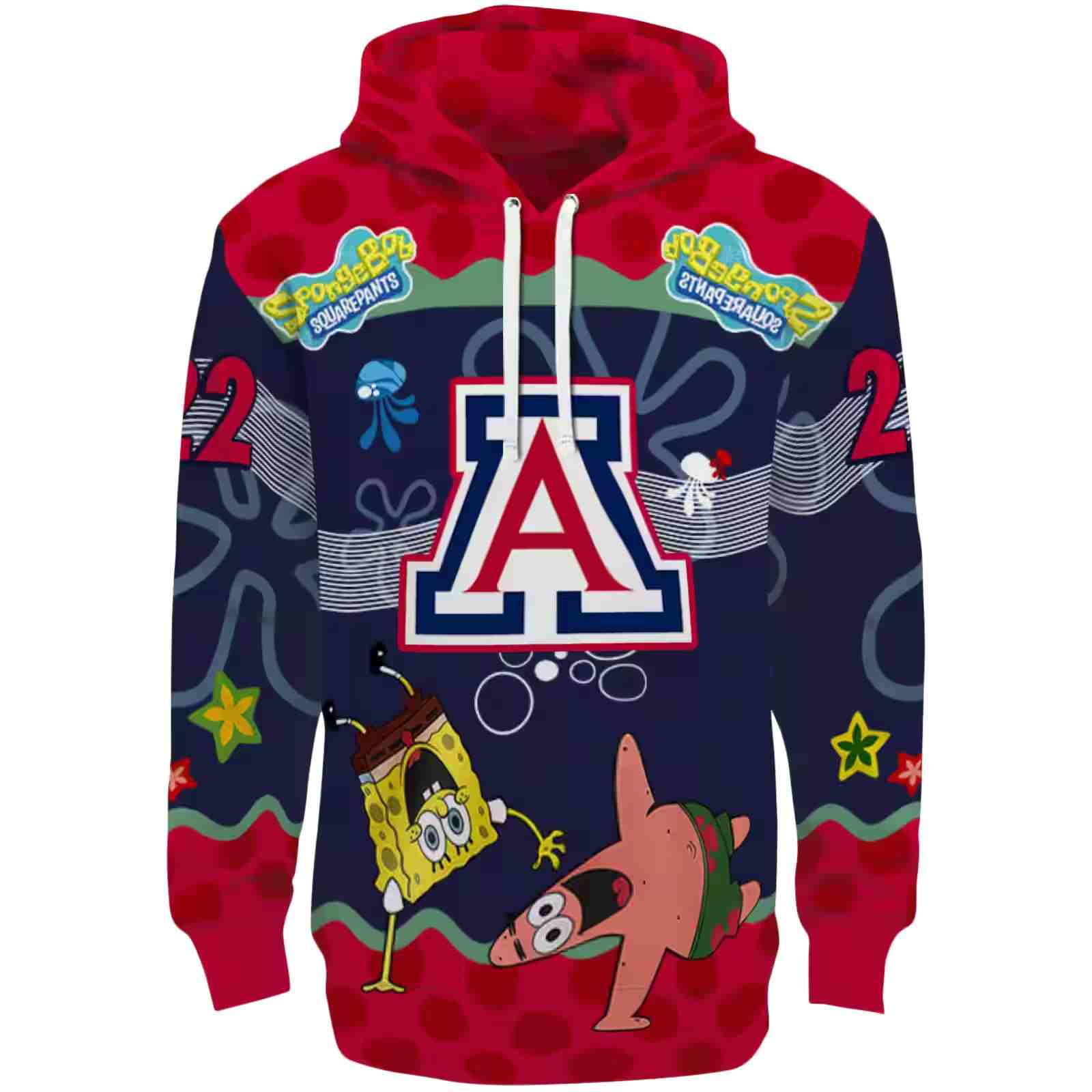 Personalized Arizona Wildcats Spongebob Patrick Star Red Navy Hoodie