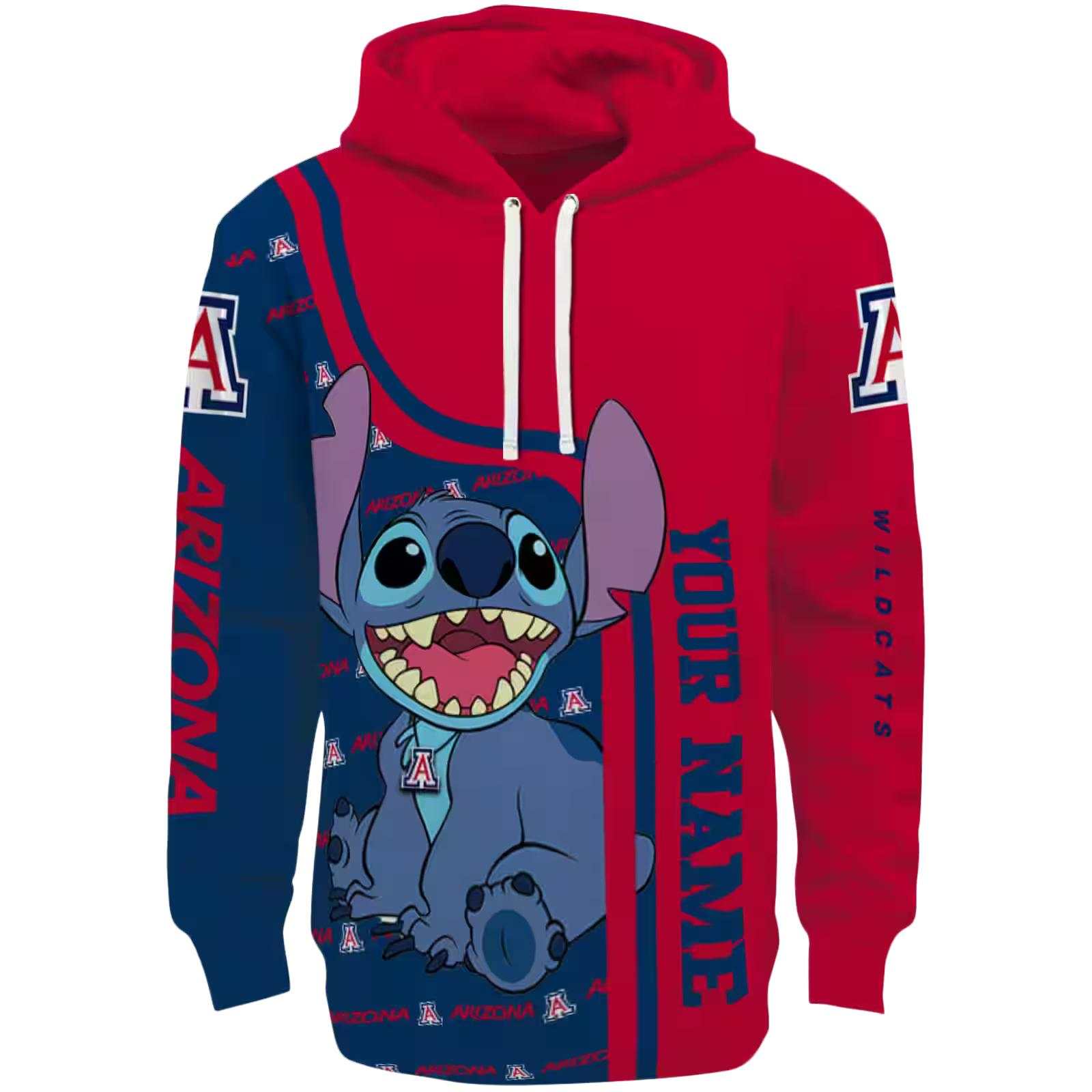 Personalized Arizona Wildcats Stitch Red Hoodie