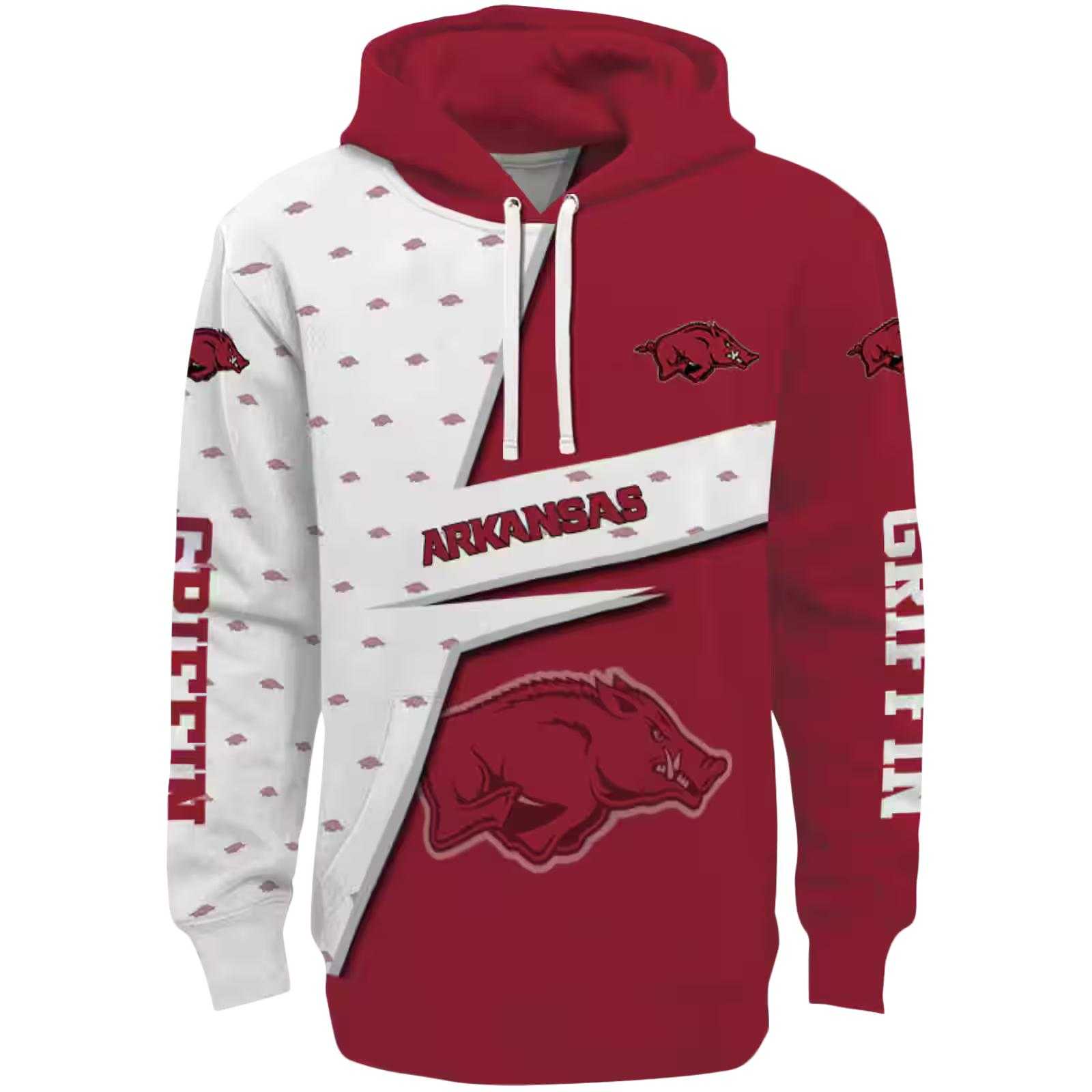 Personalized Arkansas Razorbacks Abstract Shape Red Hoodie