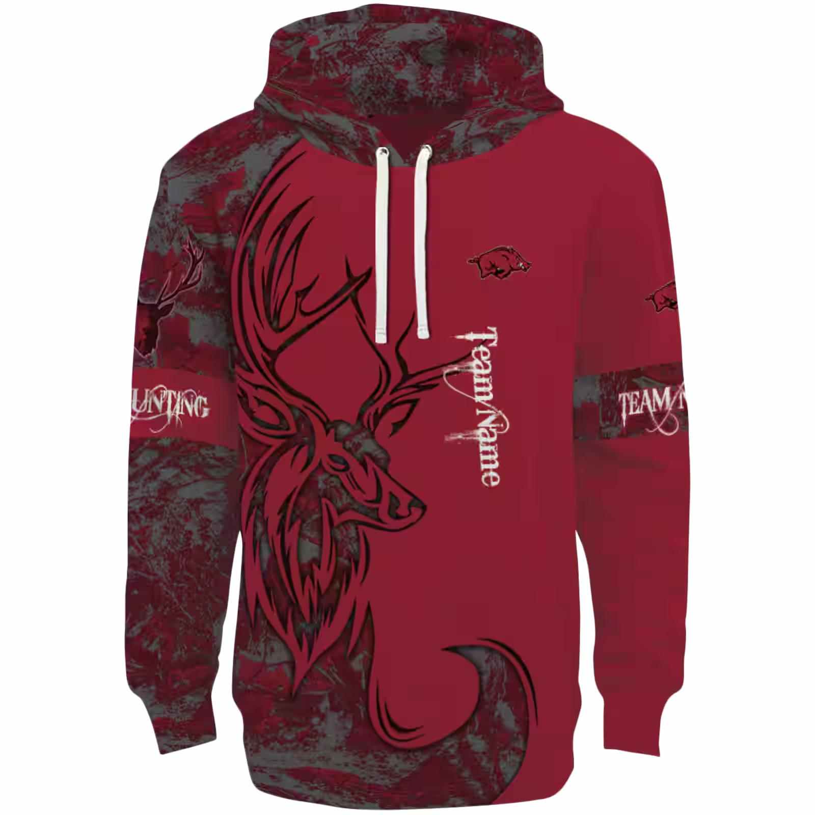 Personalized Arkansas Razorbacks Deer Silhouette Red Hoodie