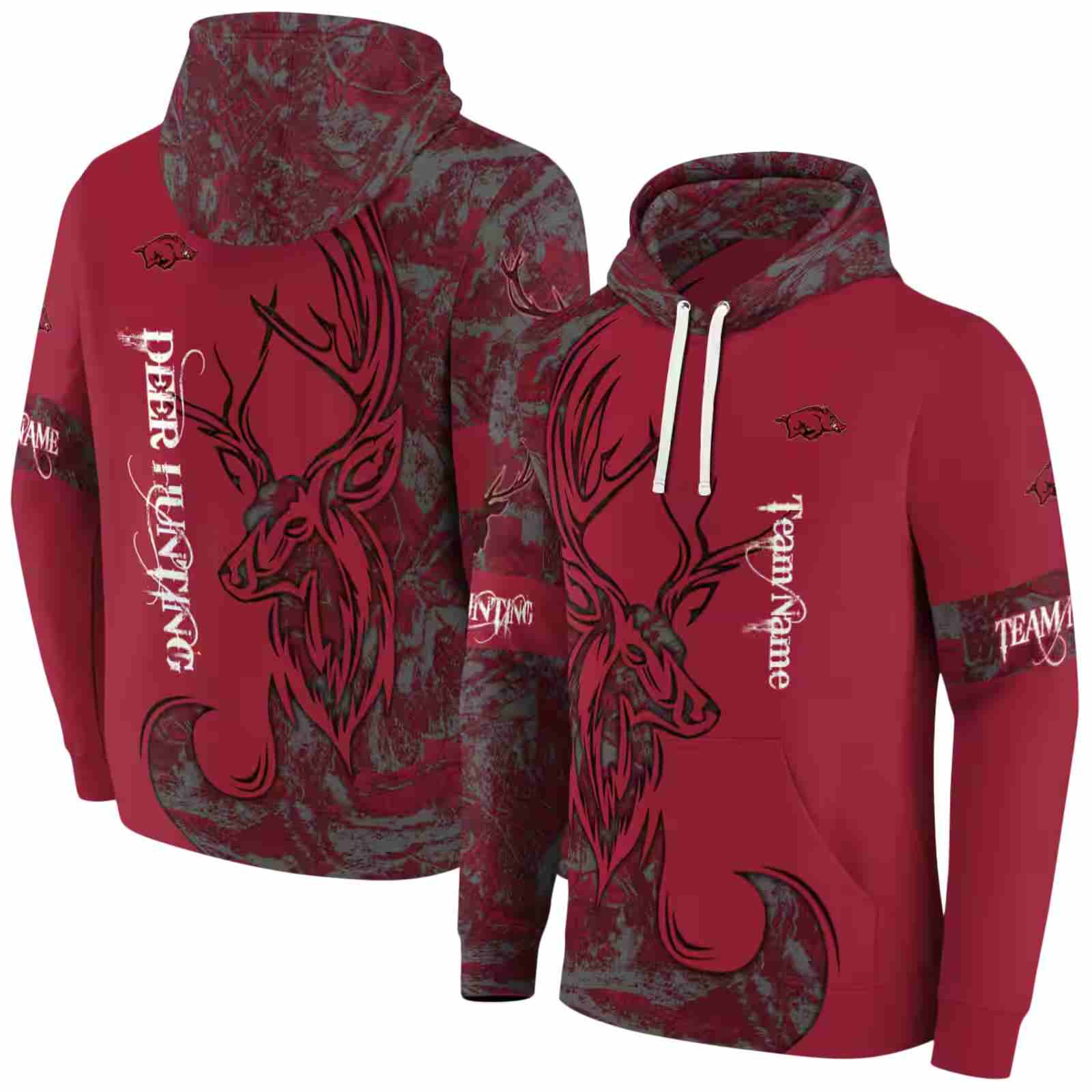 personalized arkansas razorbacks deer silhouette red hoodie fashion forward