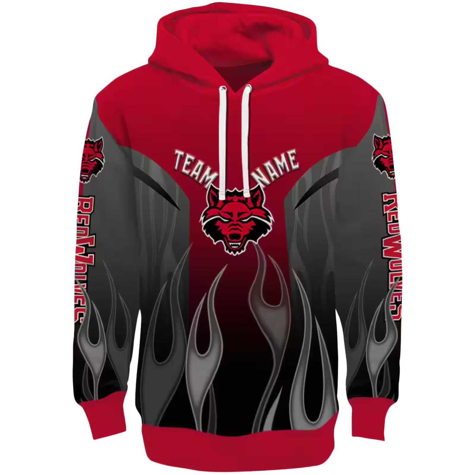 Personalized Arkansas State Red Wolves Flame Design Scarlet Hoodie