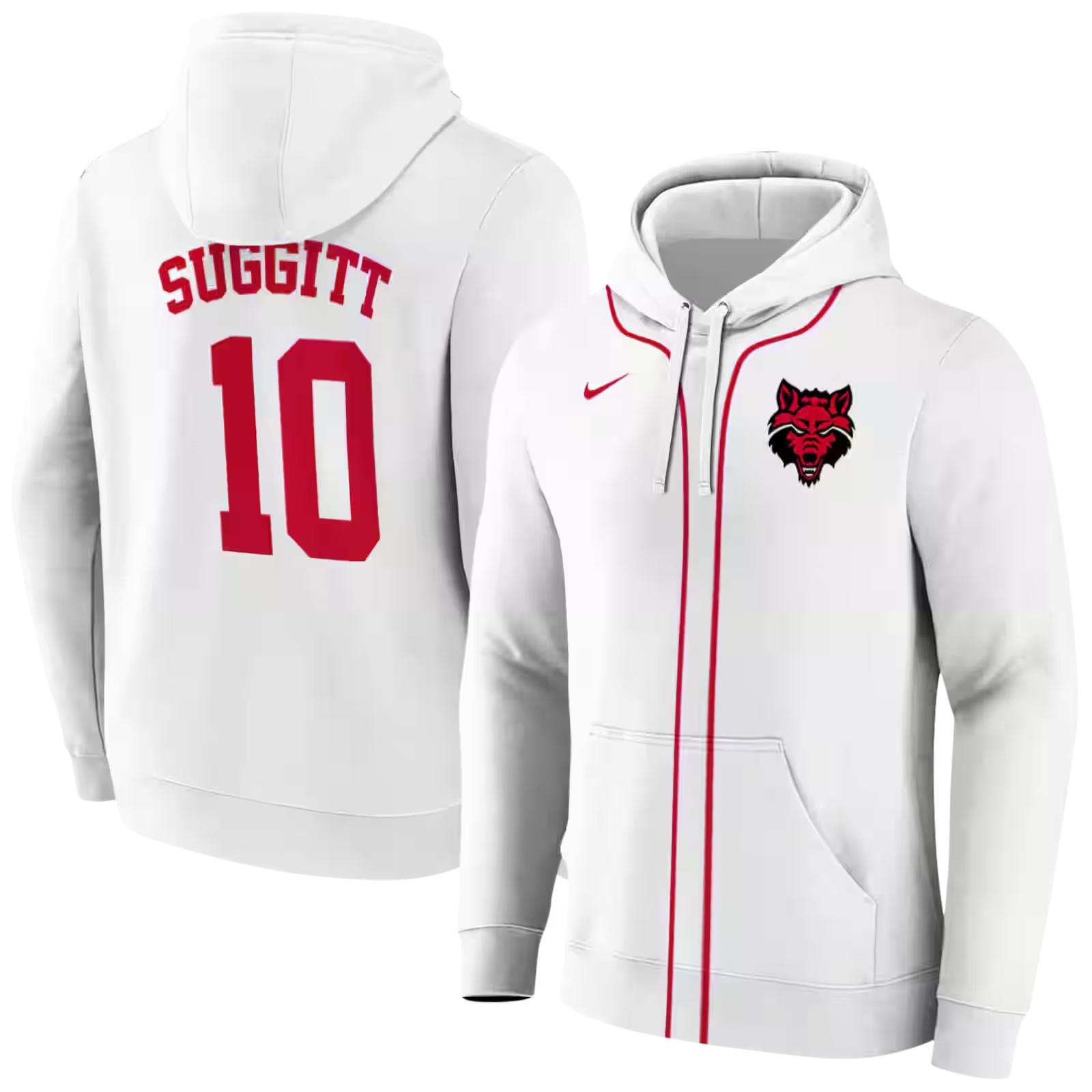 personalized arkansas state red wolves sporty stripe white hoodie fashion forward