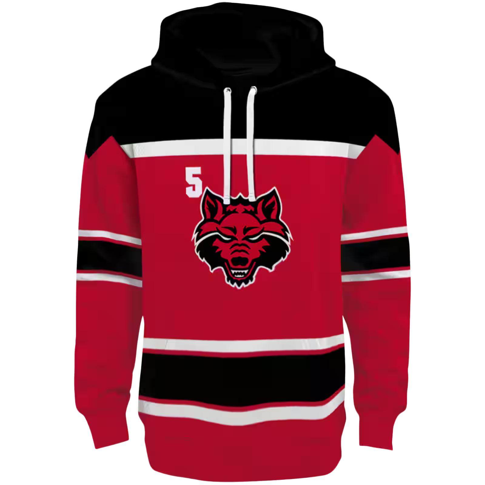 Personalized Arkansas State Red Wolves Striped Pattern Scarlet Hoodie