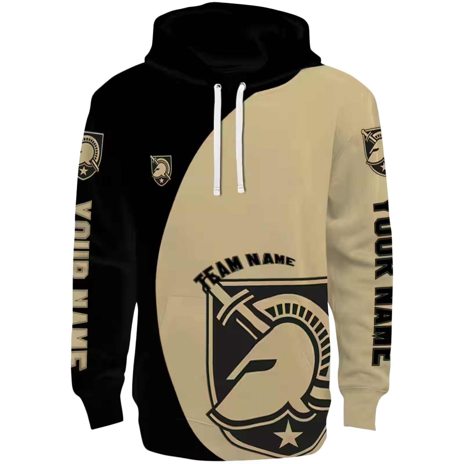 Personalized Army Black Knights Minimalist Design Gold Black Hoodie